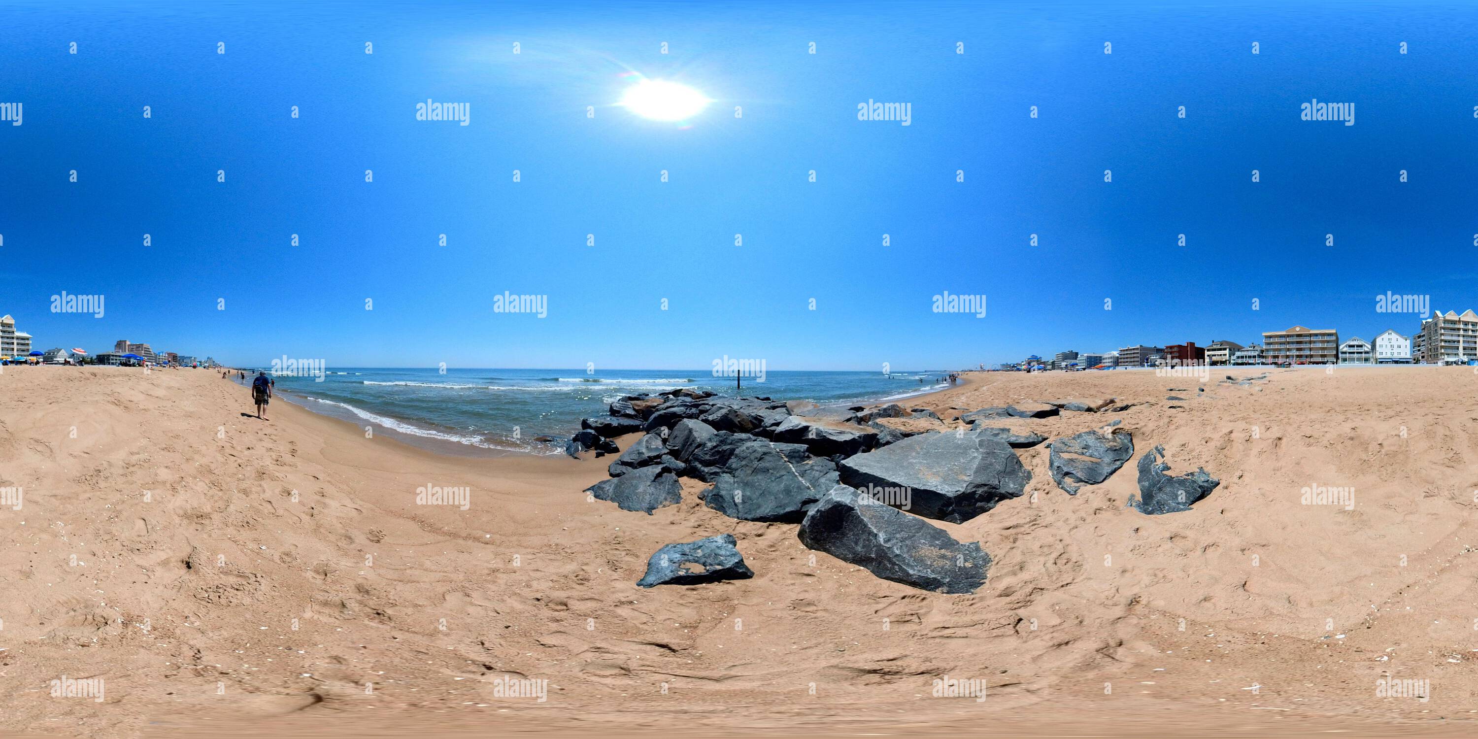 360 degree panoramic view of On the beach in Ocean City, Maryland near 5th Street