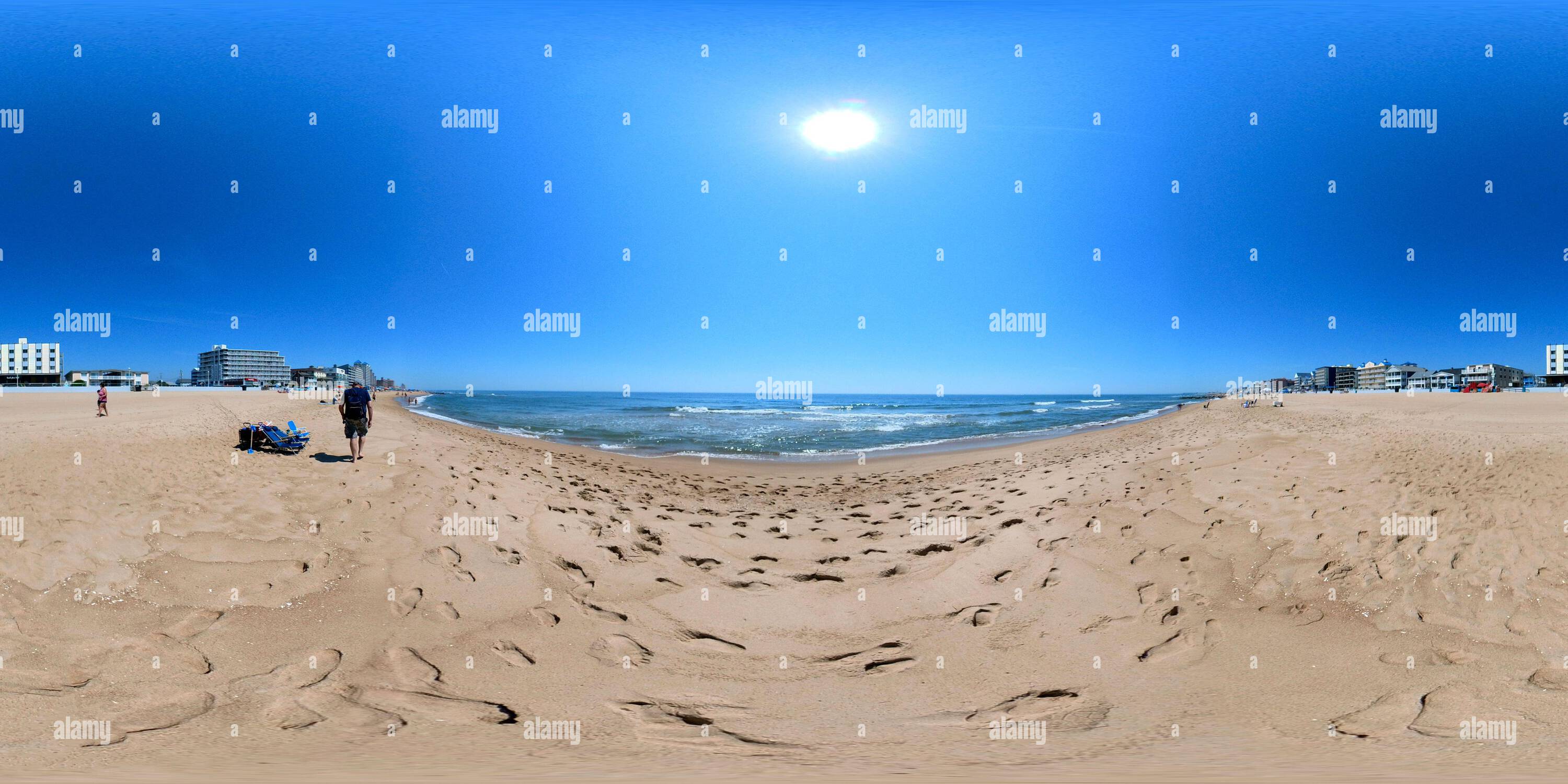 360 degree panoramic view of On the beach in Ocean City, Maryland near 15th Street