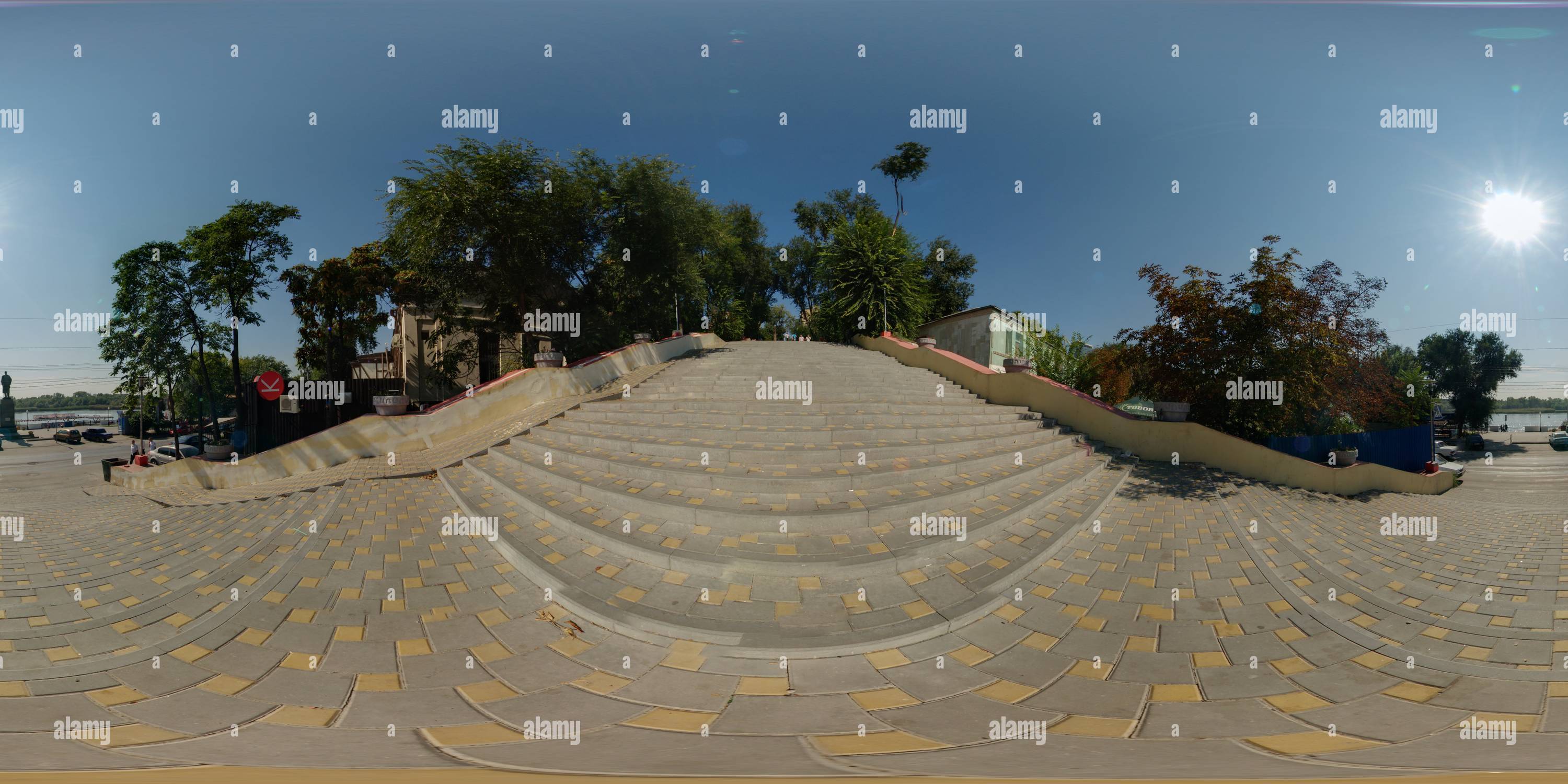 360 degree panoramic view of Staircase to the riverwalk. Rostov-on-Don