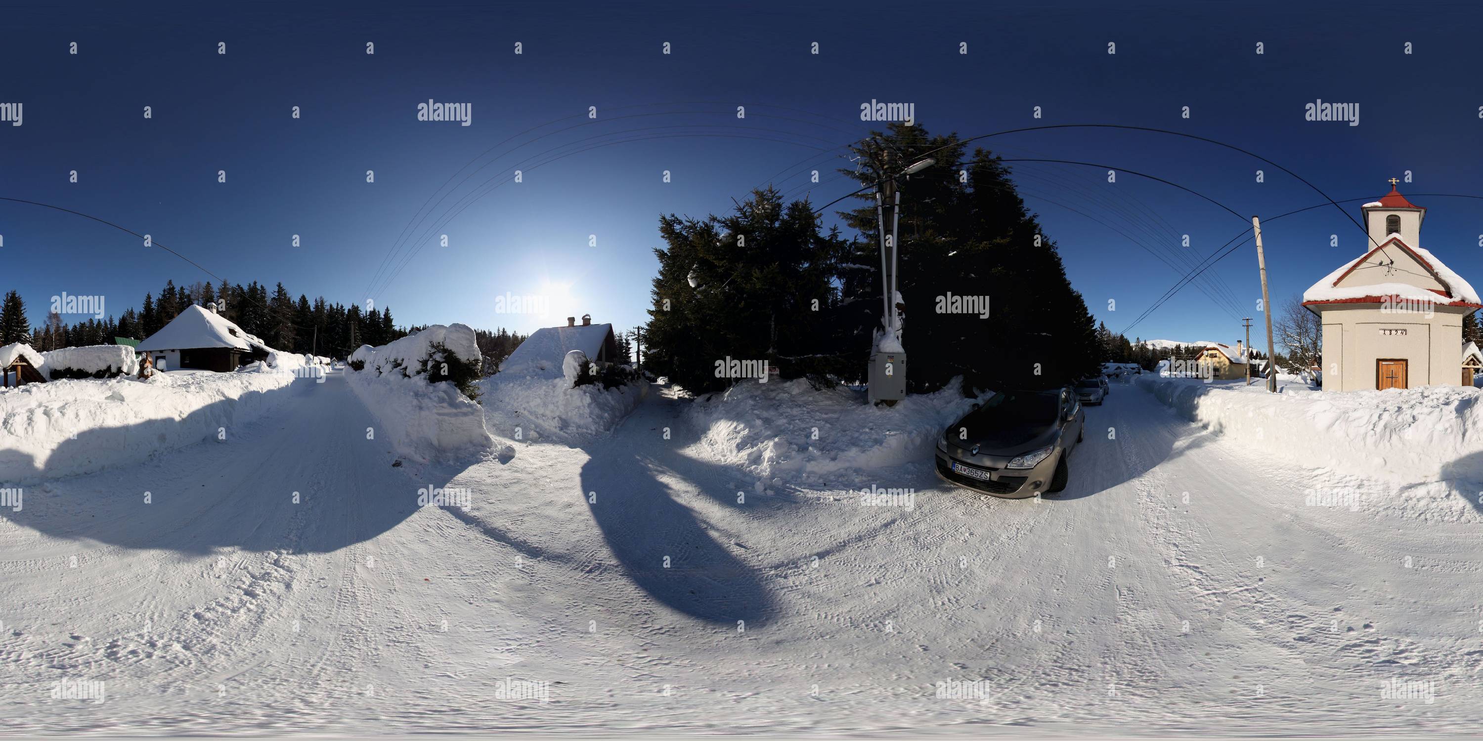 360 degree panoramic view of Donovaly in winter (Polianka)