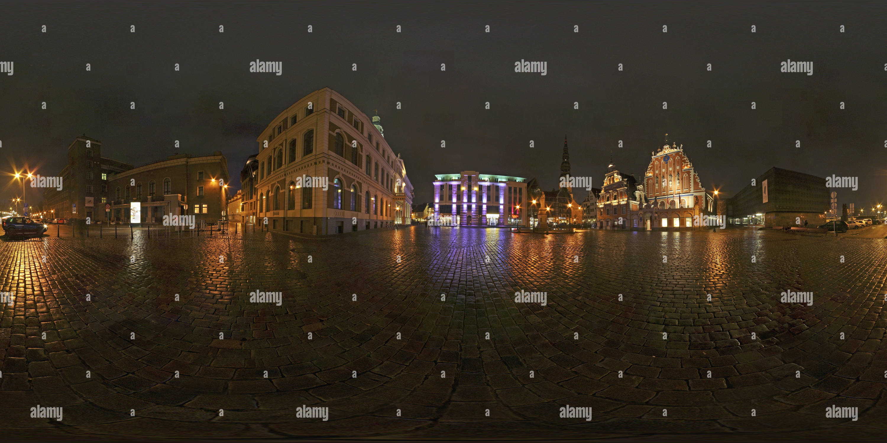 360 degree panoramic view of Riga, Town Hall Square.