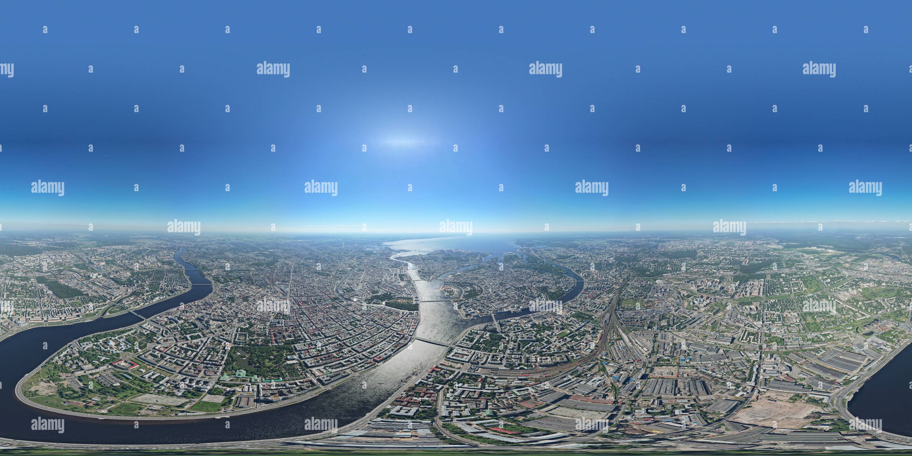 360 degree panoramic view of Saint-Petersburg Neva river