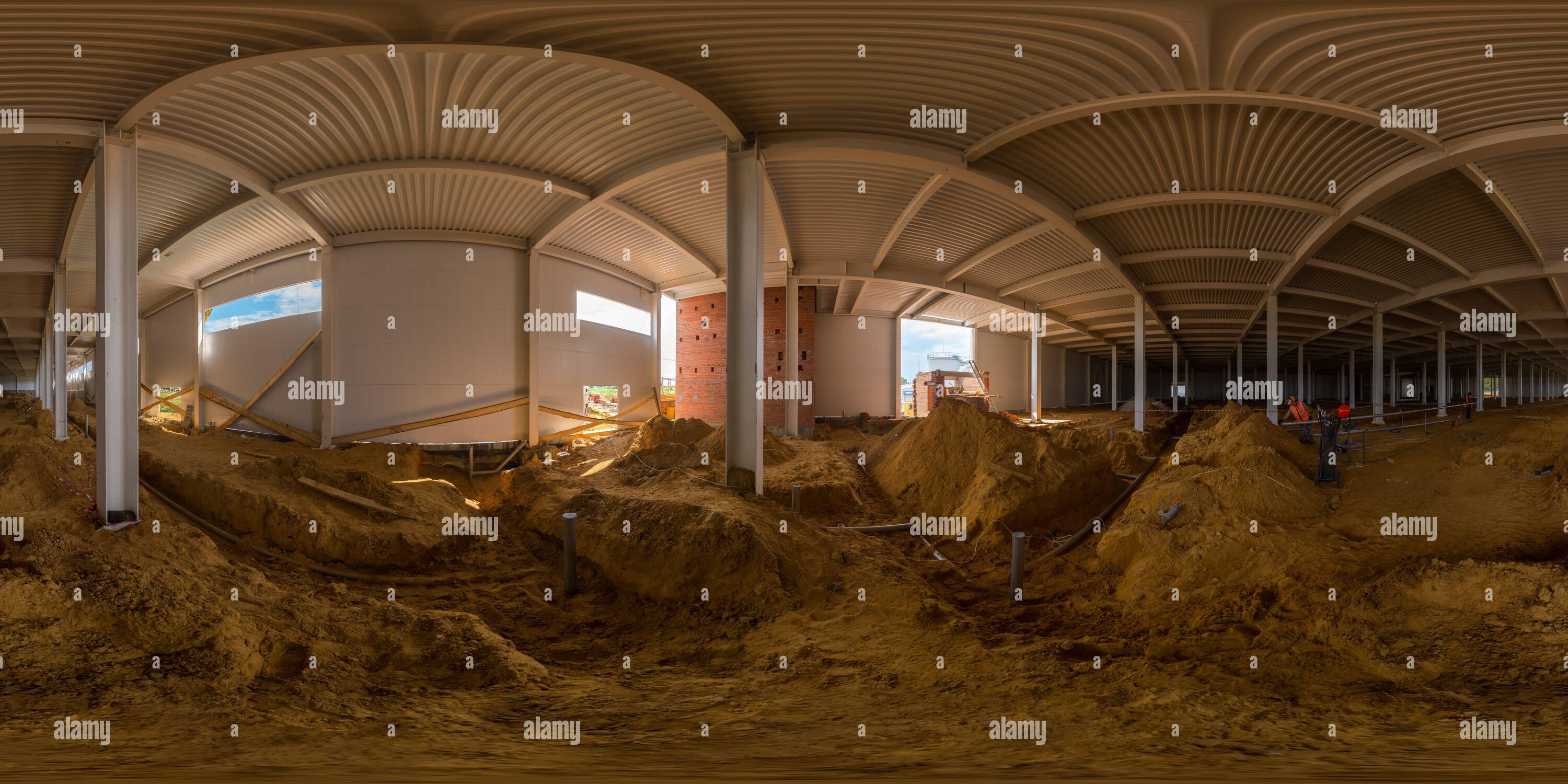 360 degree panoramic view of Seamless full spherical 360 degree panorama in equirectangular projection of indoor construction site in Tula, Russia - June 4, 2013