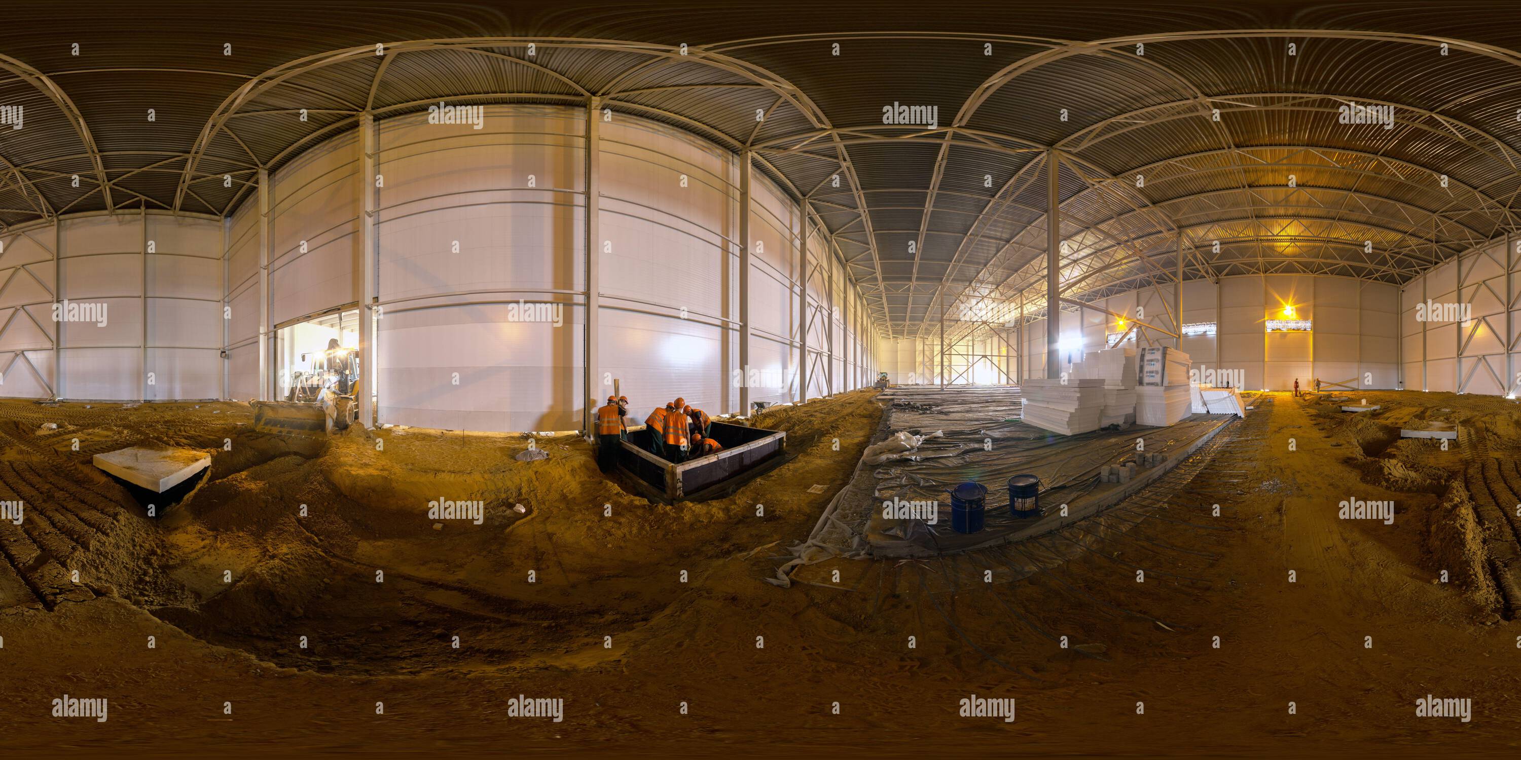 360 degree panoramic view of Seamless full spherical 360 degree panorama in equirectangular projection of indoor construction site in Tula, Russia - June 4, 2013