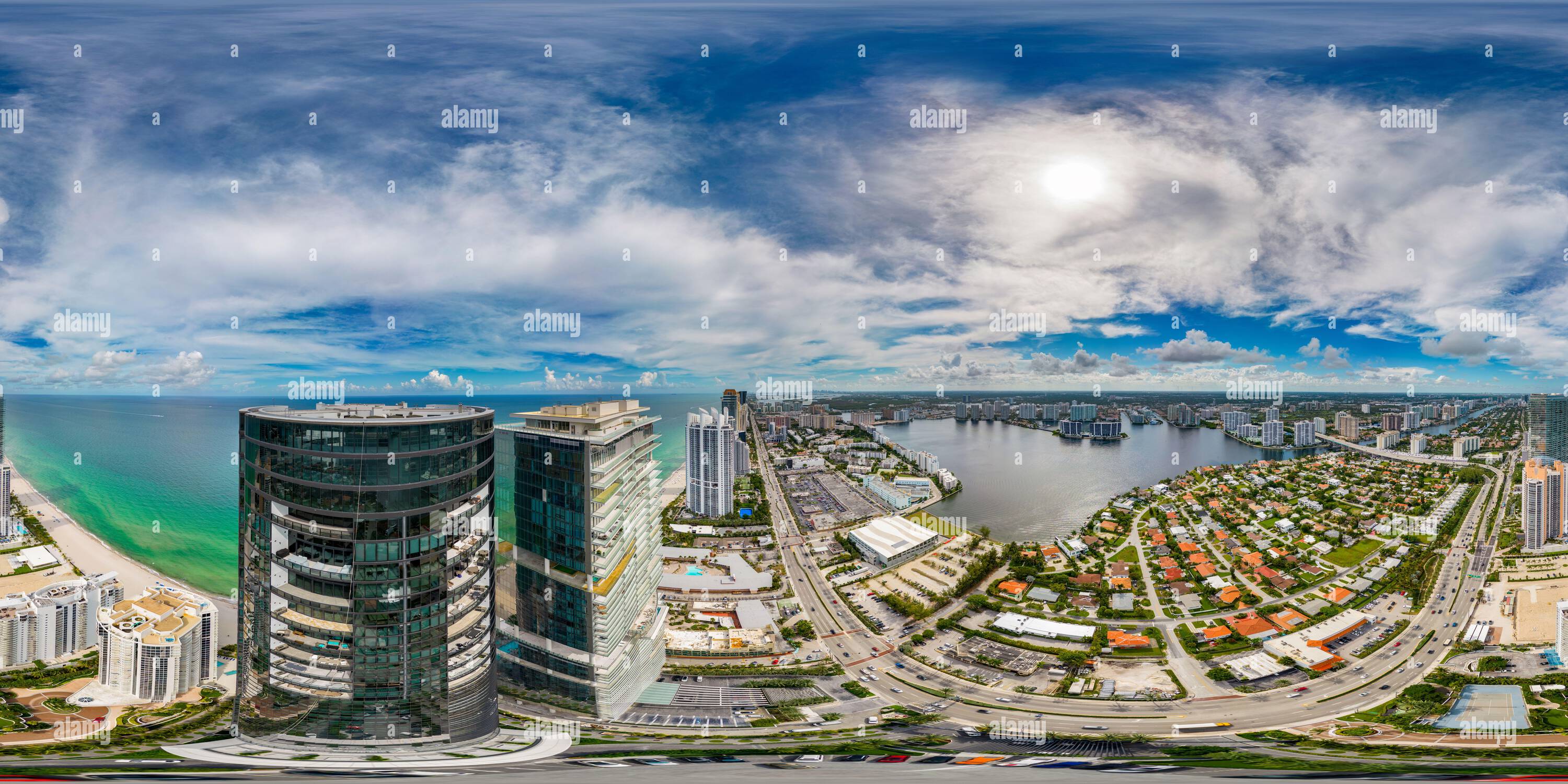 360 degree panoramic view of Equirectangular spherical 360 photo Miami Sunny Isles Beach FL USA