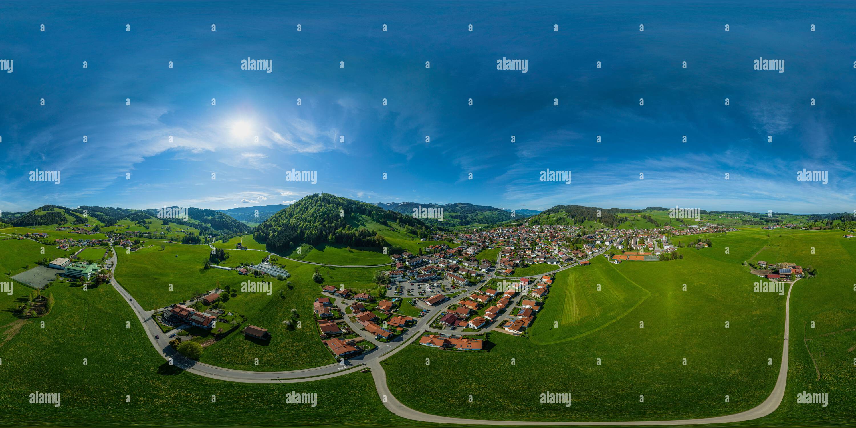 360° view of Aerial view to the region of Oberstaufen in bavarian ...