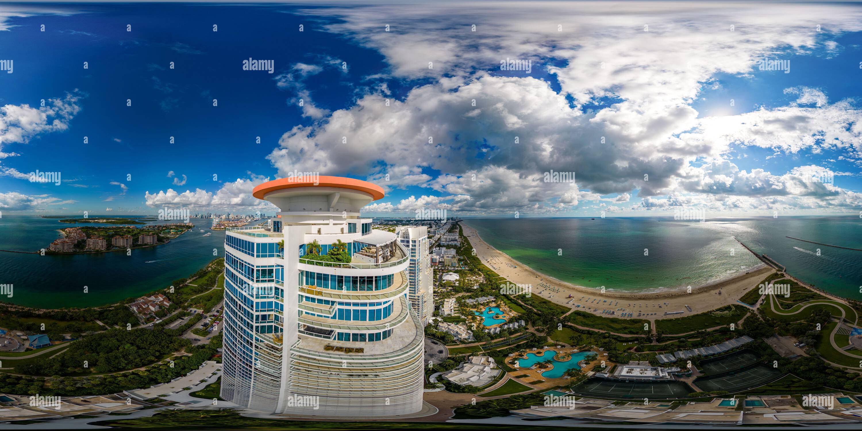 360° view of Miami Beach, FL, USA - October 6 , 2022: Aerial 360 ...