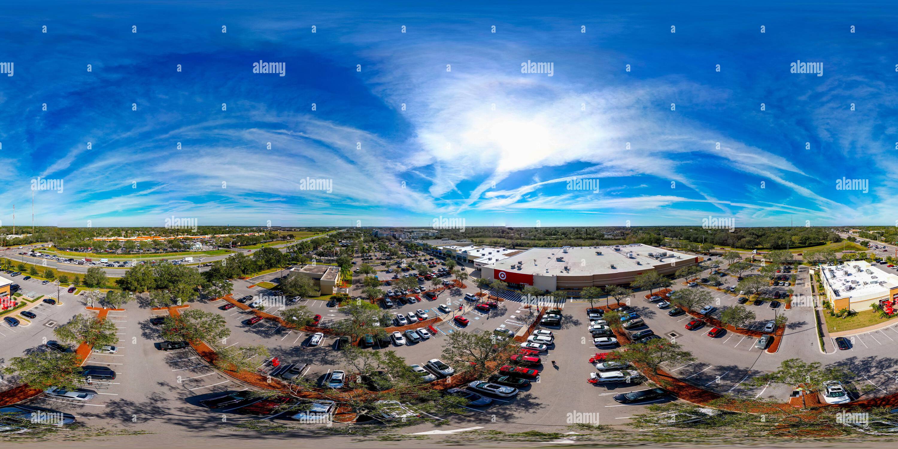 360° view of Sarasota, FL, USA - January 18, 2023: Aerial drone 360  equirectangular spherical panorama photo Target shopping center - Alamy