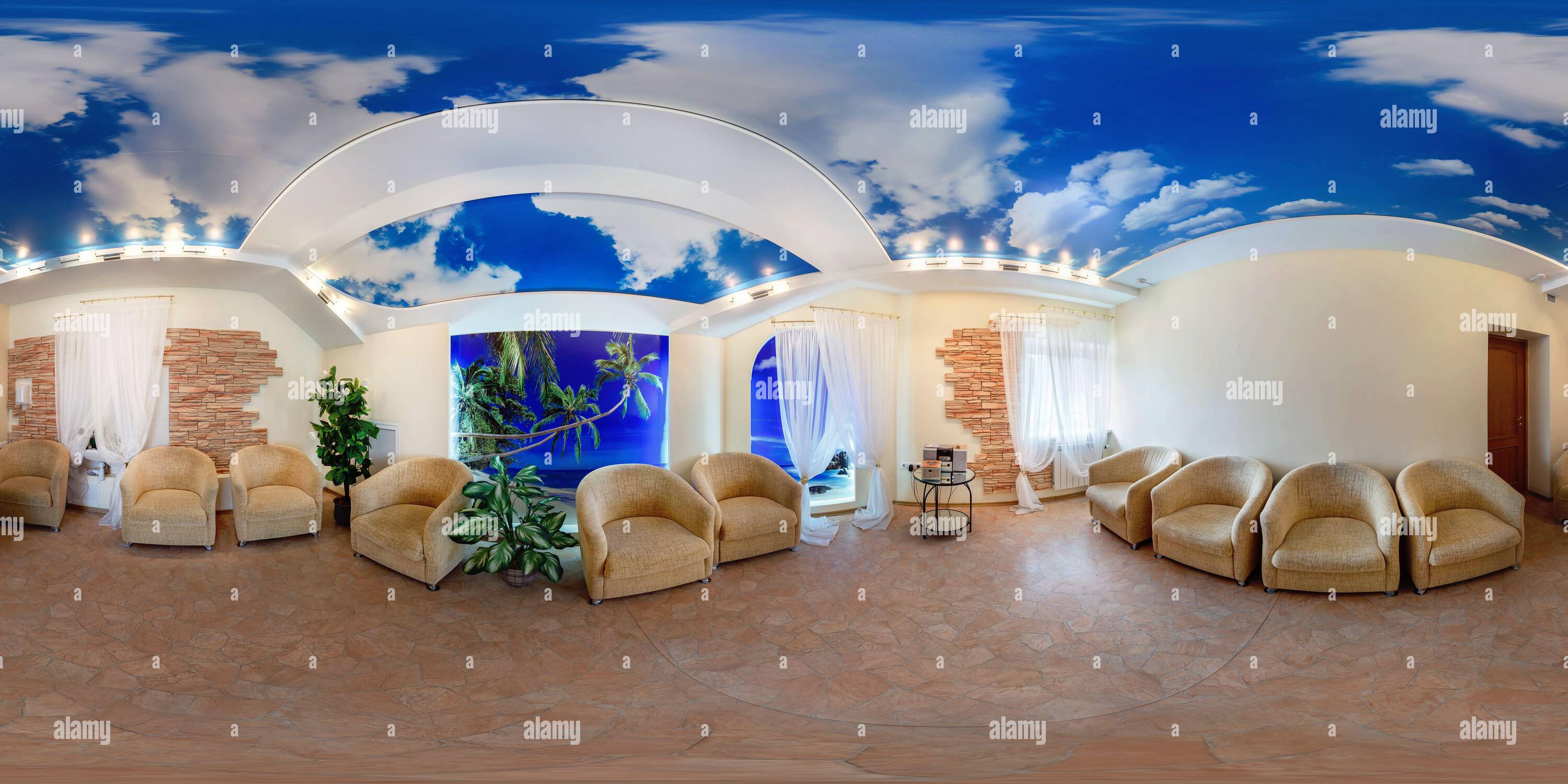 360° View Of 360 Panorama In Stylish Guest Hall Or Restroom In Hotel ...