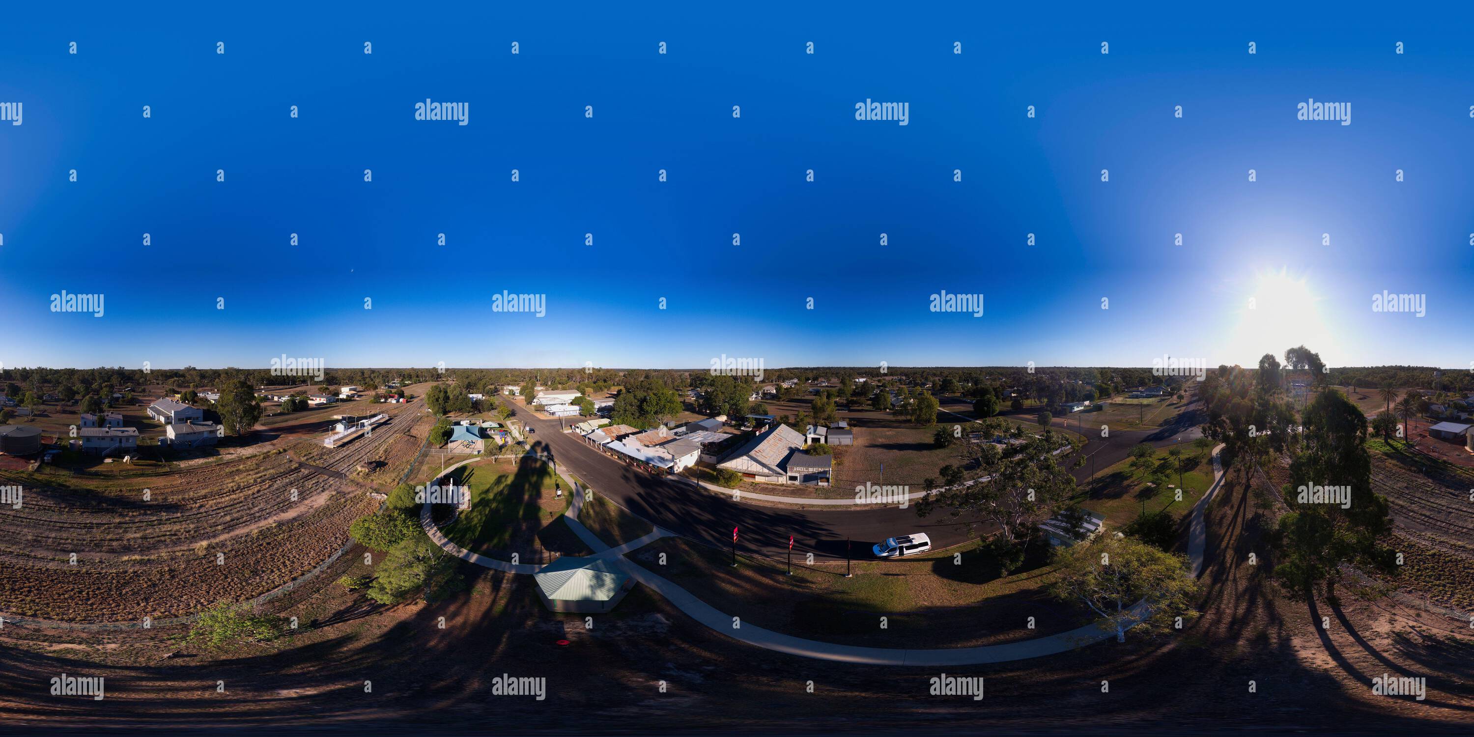 360 degree panoramic view of Aerial 360 panorama of Yuleba on the Warrego Highway Queensland Australia