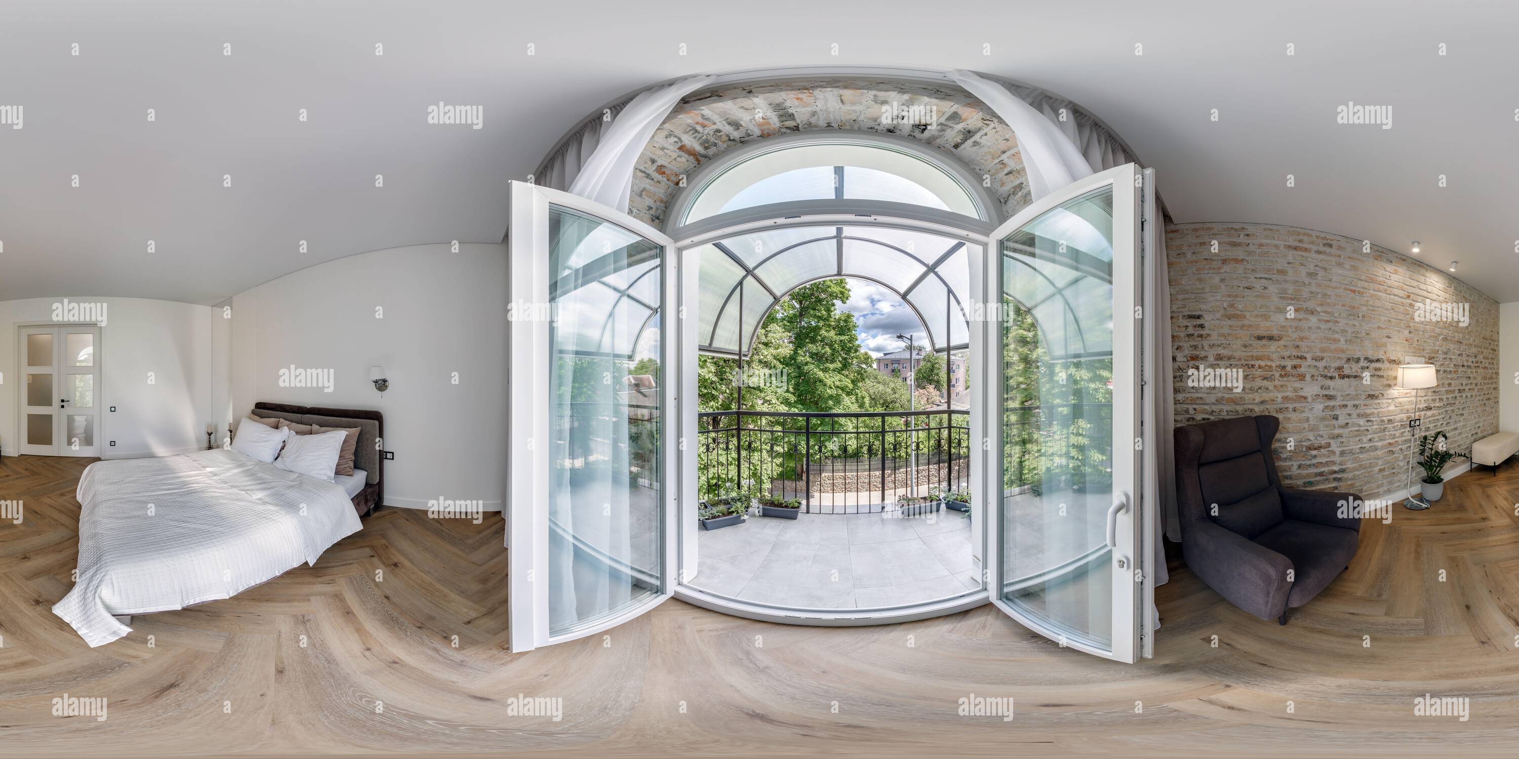 360° view of full seamless spherical hdri 360 panorama in interior of