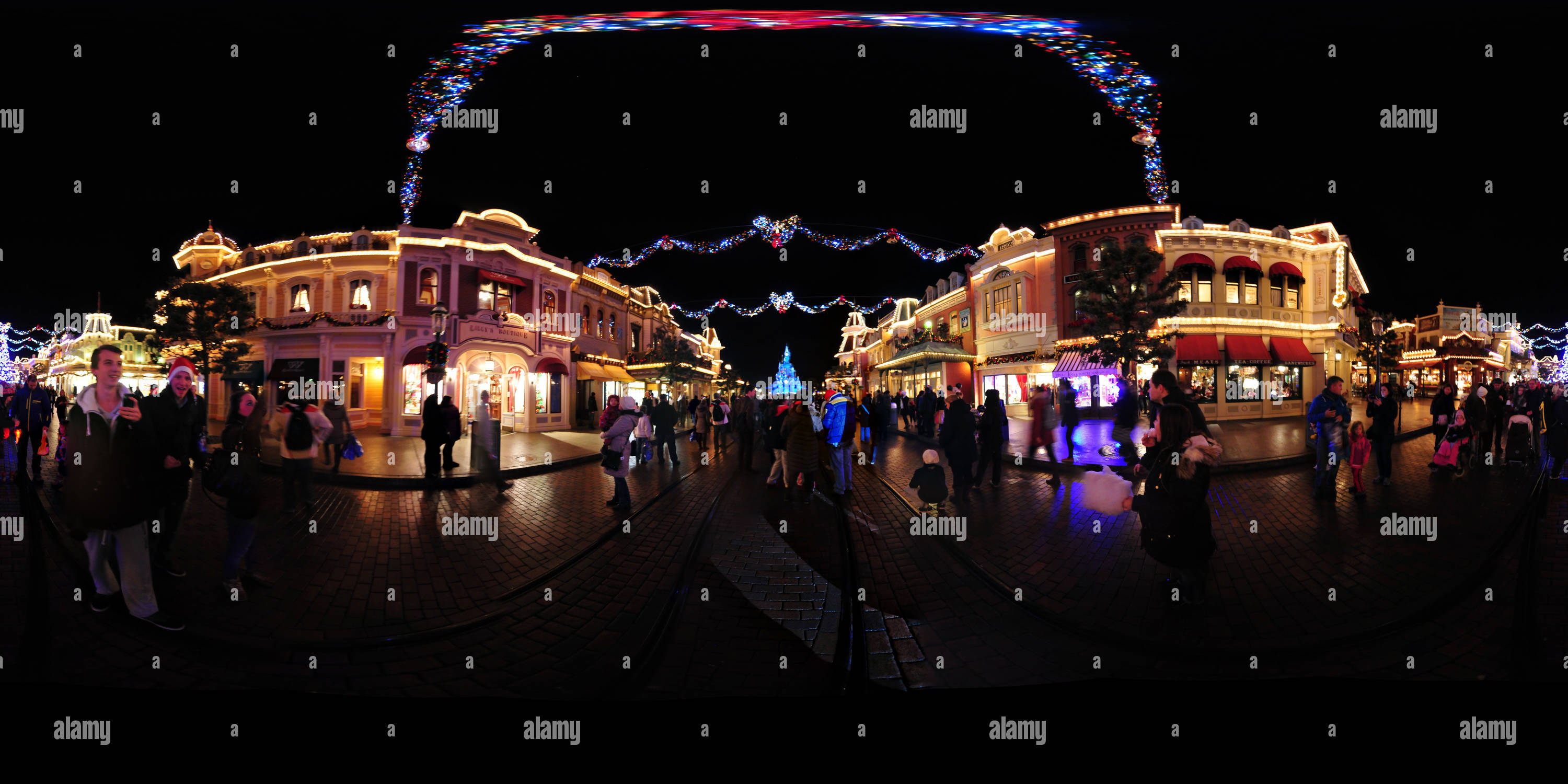 360 degree panoramic view of Main Street, Disneyland Paris