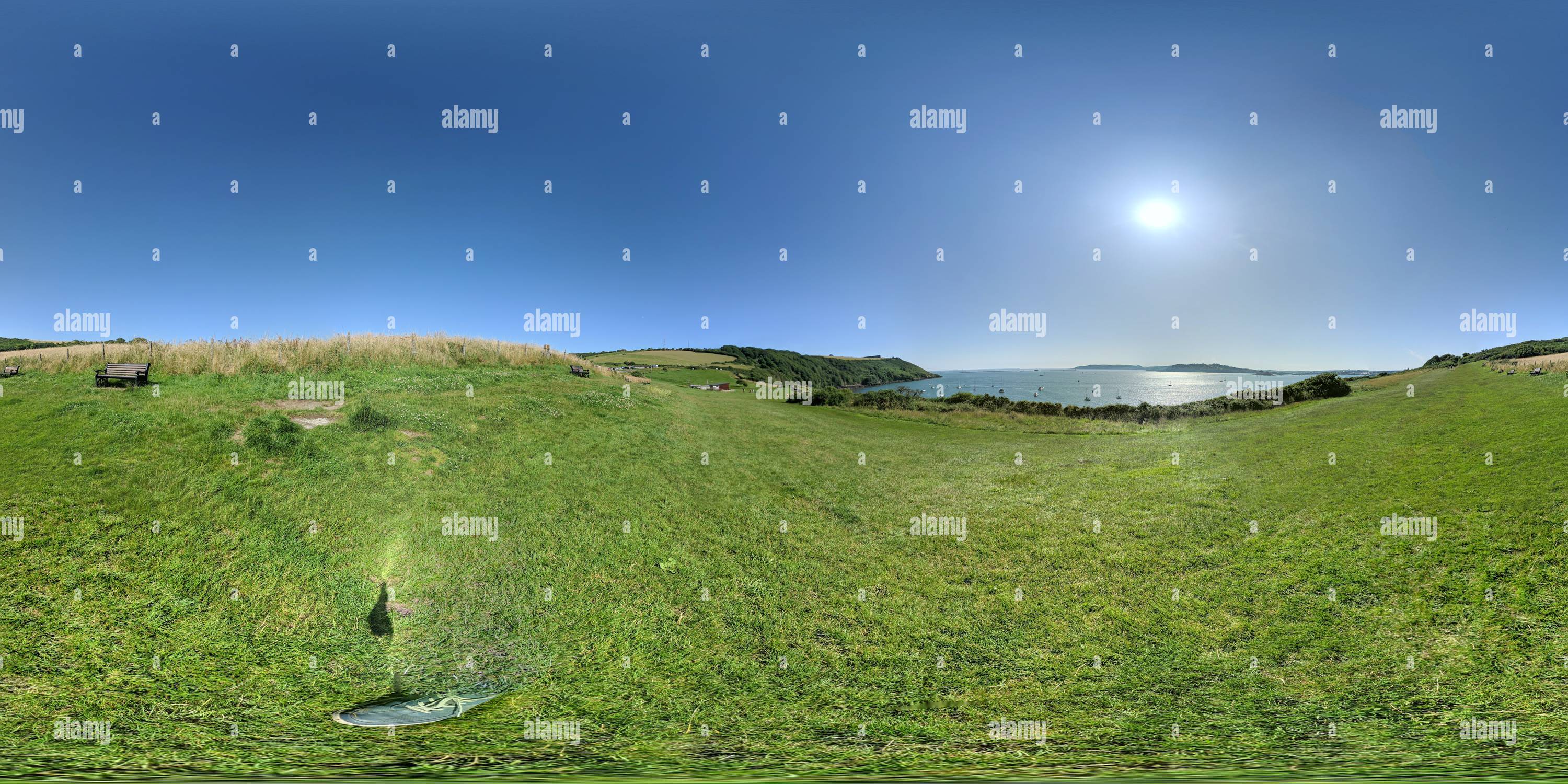 360° view of Jennycliff Park overlooking Jennycliff Bay, Plymstock