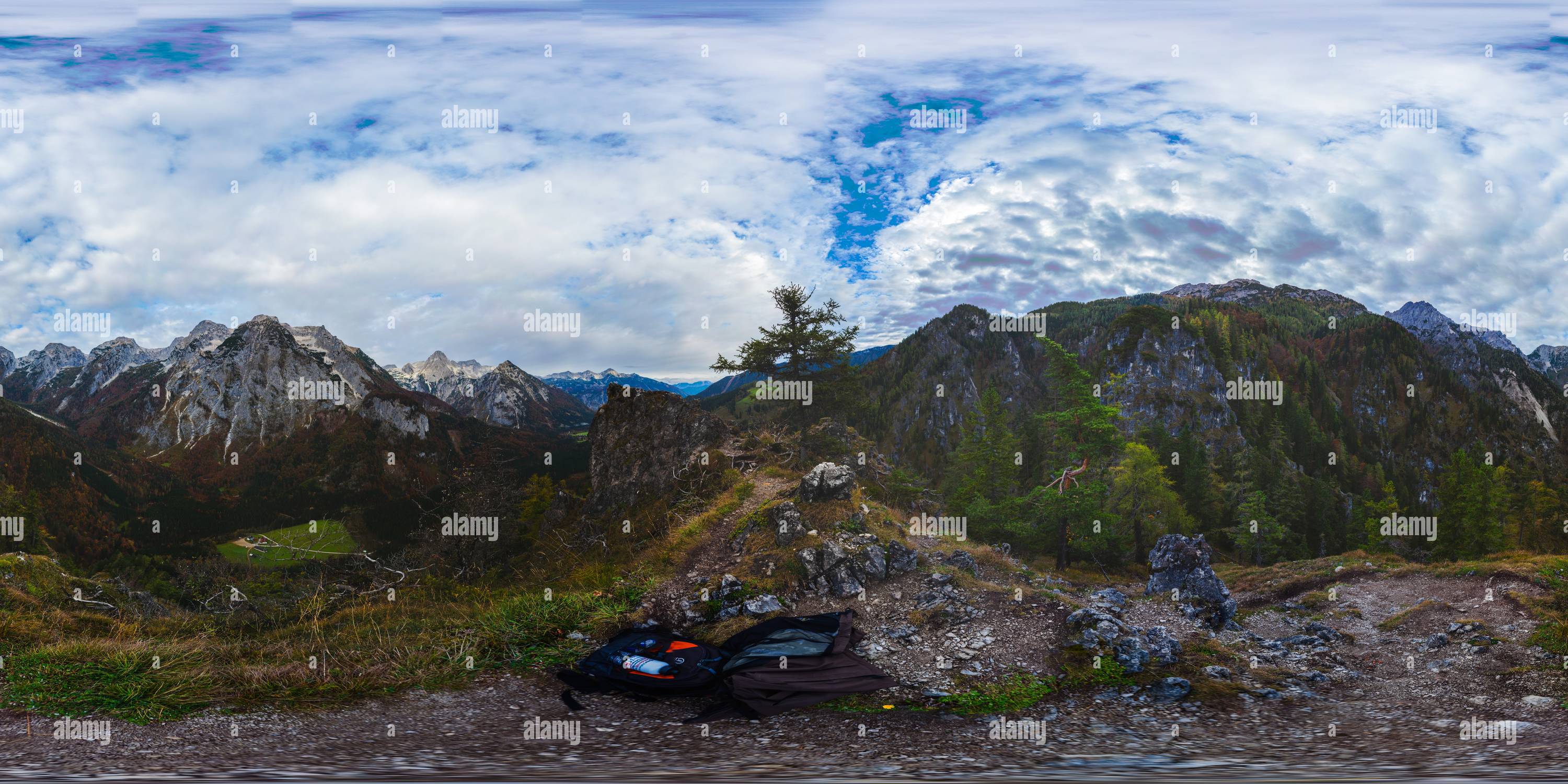 360 degree panoramic view of Hinterstoder, Stoderer Dolomitensteig