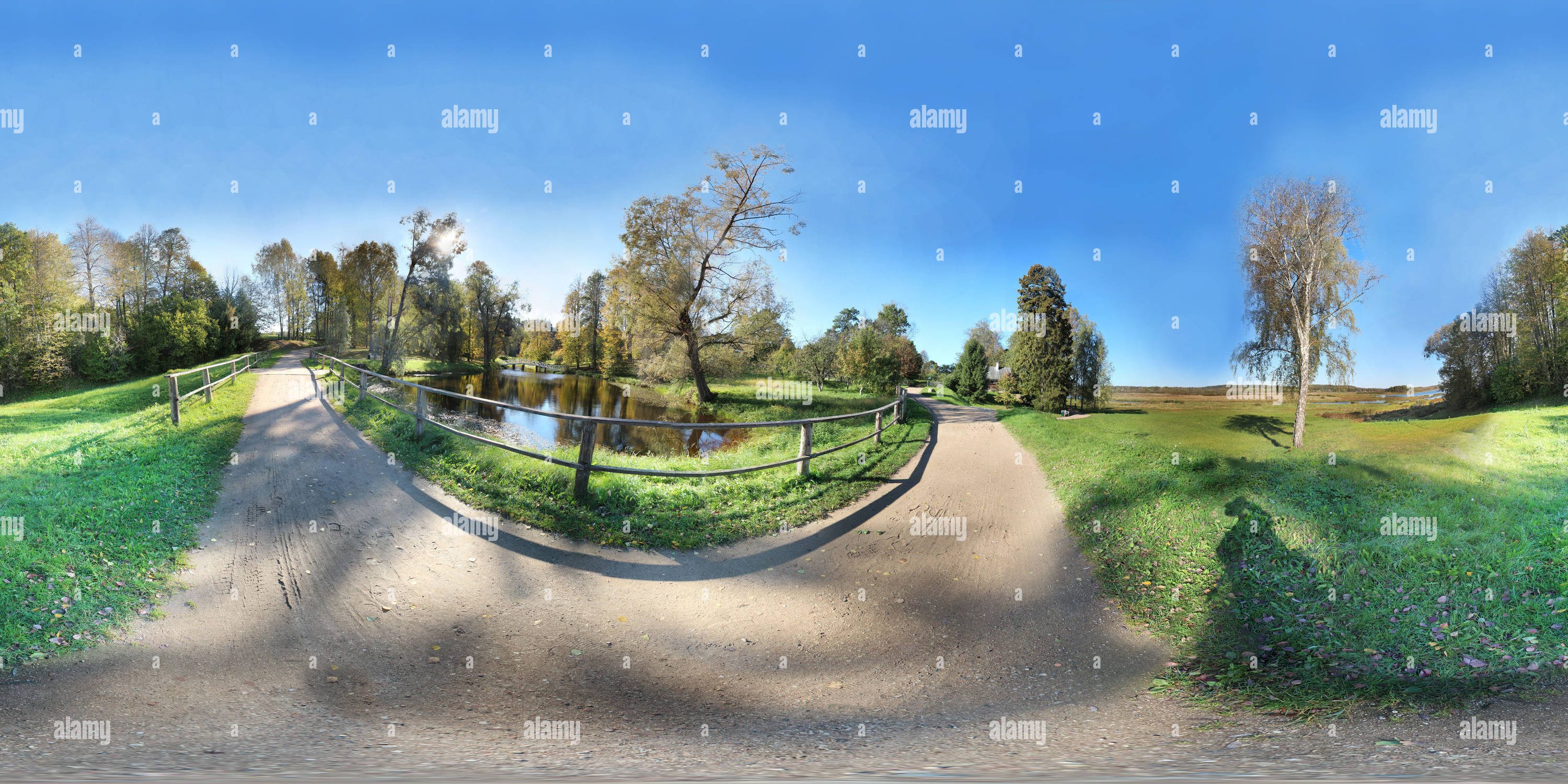 360° view of Pushkin Reserve. Mikhaylovskoye. Село Михайловское. Горбатый  мостик - Alamy