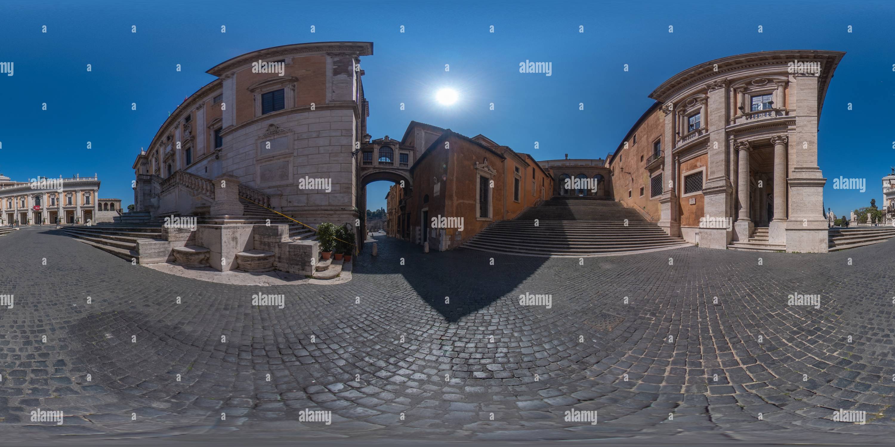 360° view of The Capitolium, Campidoglio square, Rome in the morning ...