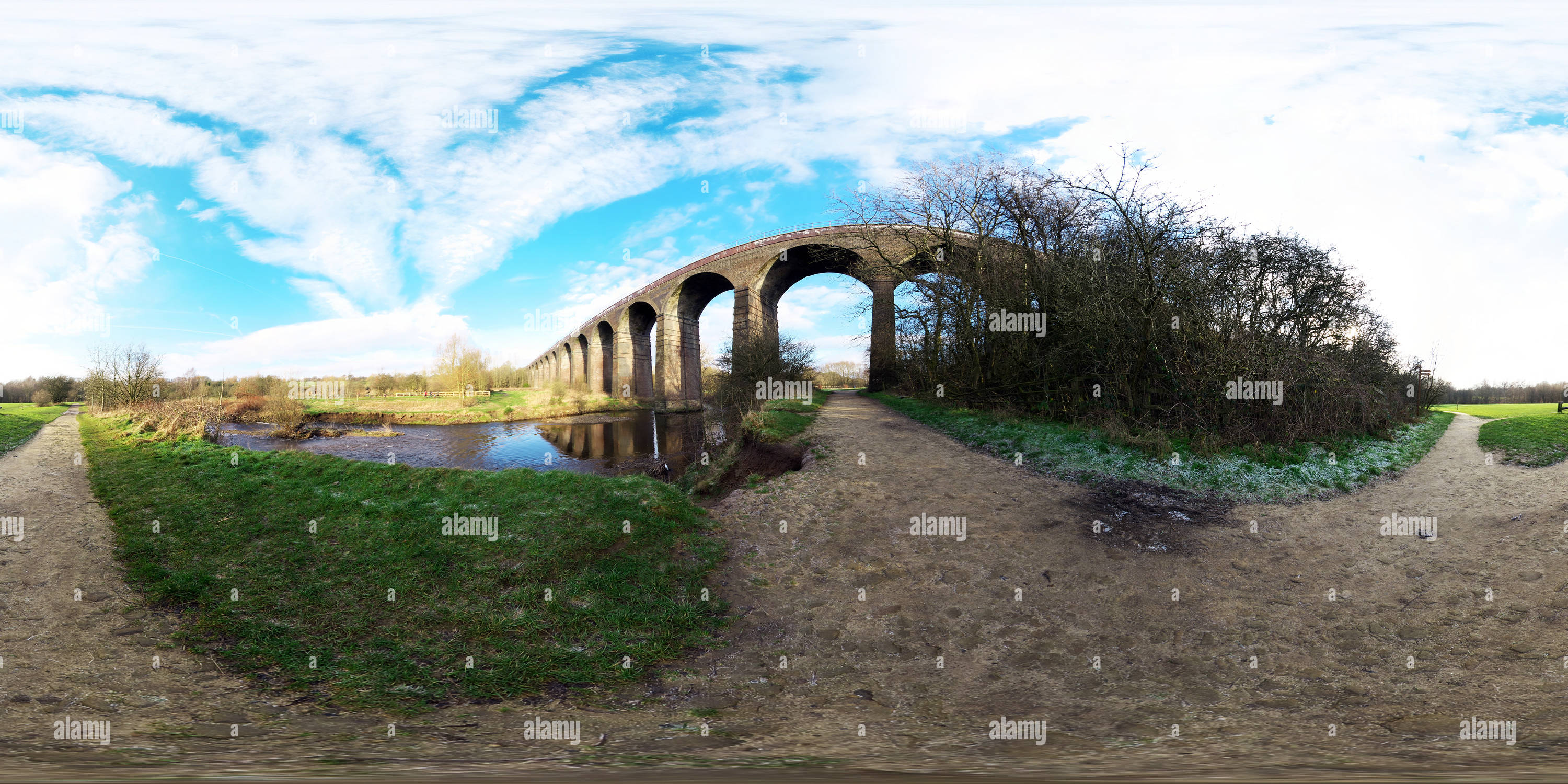 360° view of Reddish Vale Railway Viaduct Alamy