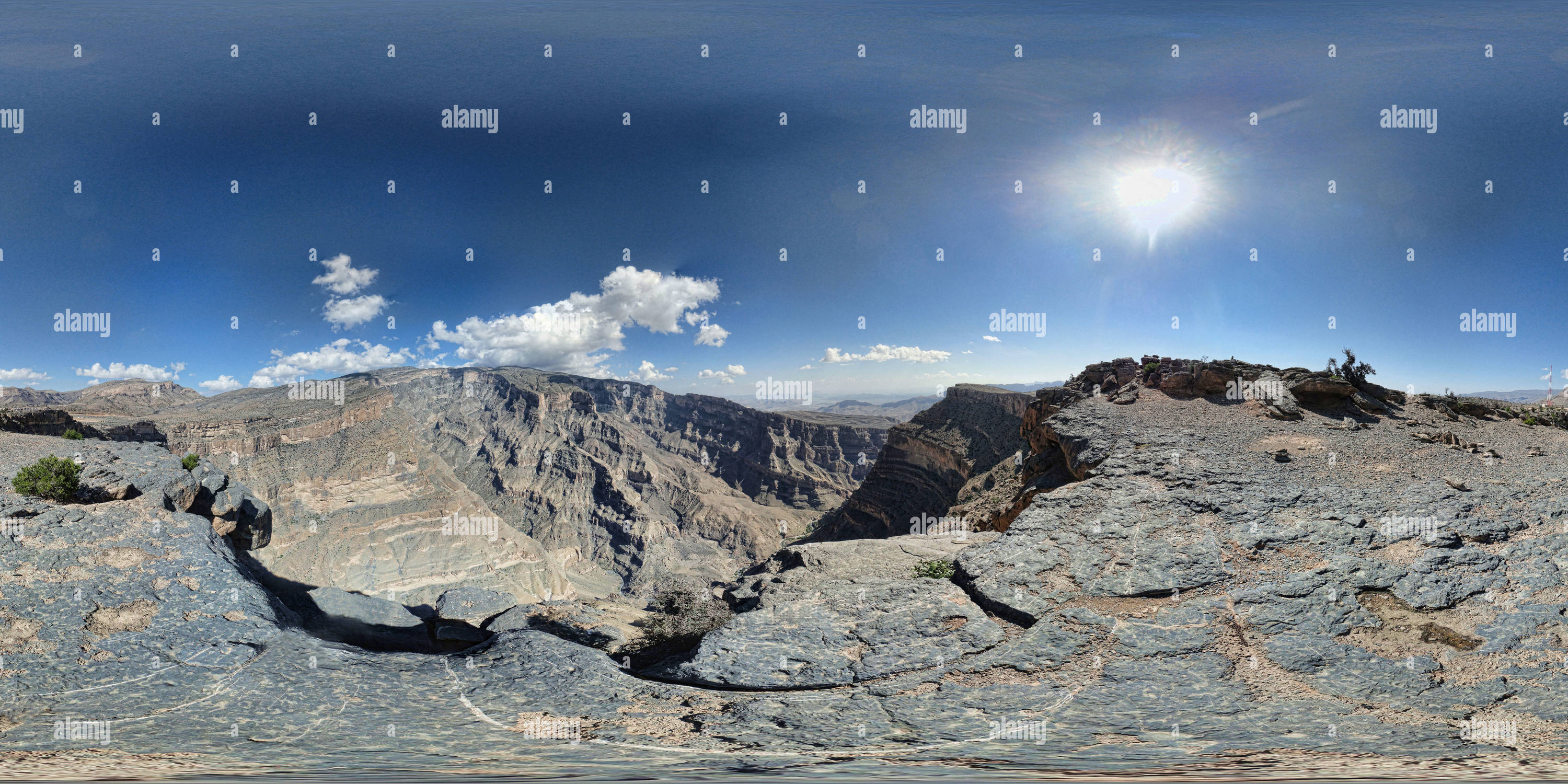 360 degree panoramic view of Jebel Shams, Oman - 'Grand Canyon of the Middle East'