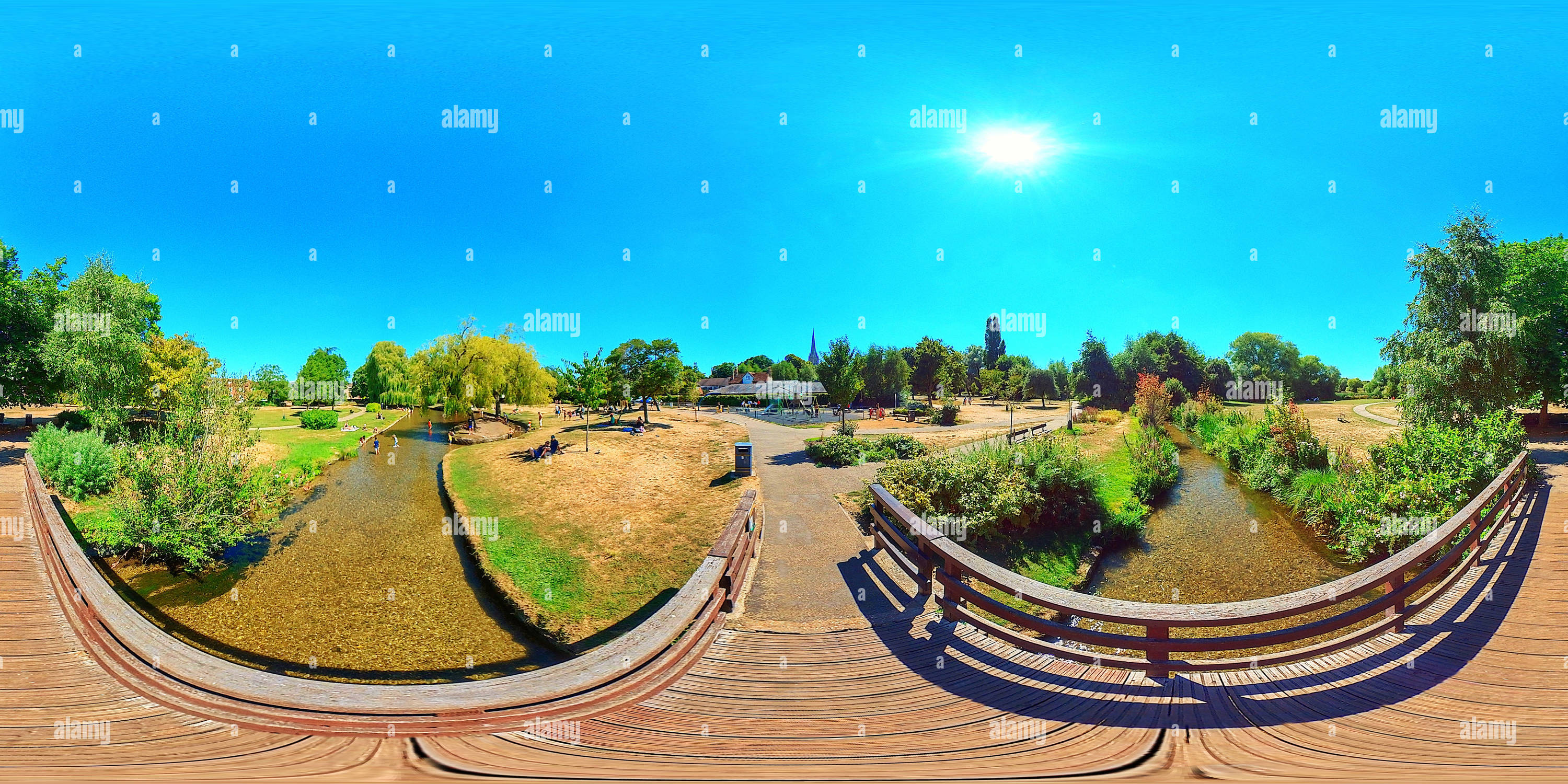 360 degree panoramic view of Queen Elizabeth Gardens in Salisbury, Wiltshire, United Kingdom, August 2022