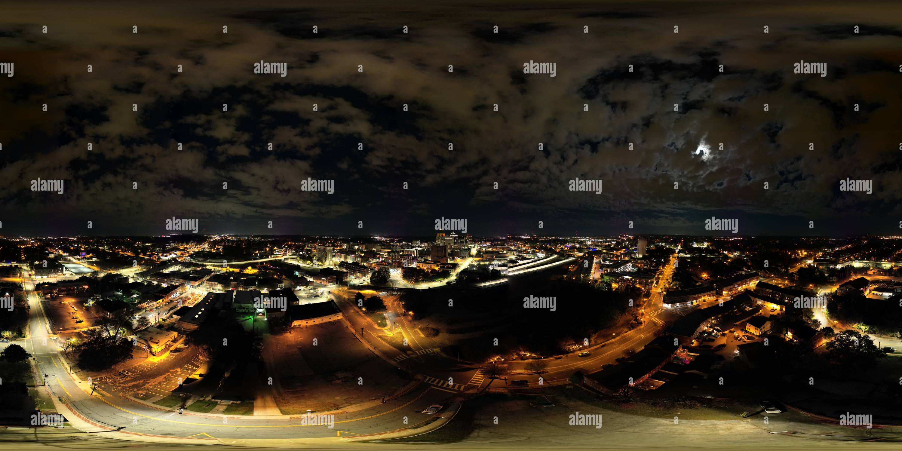 360° view of Above SouthEnd Greensboro, NC on Fall night - Alamy