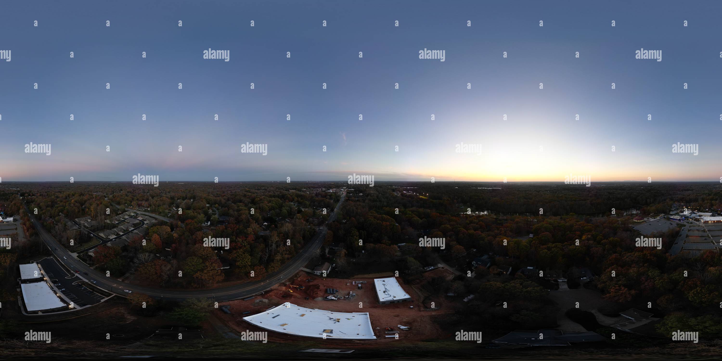 360 degree panoramic view of Above Lawndale near Country Park in Greensboro, NC at dusk
