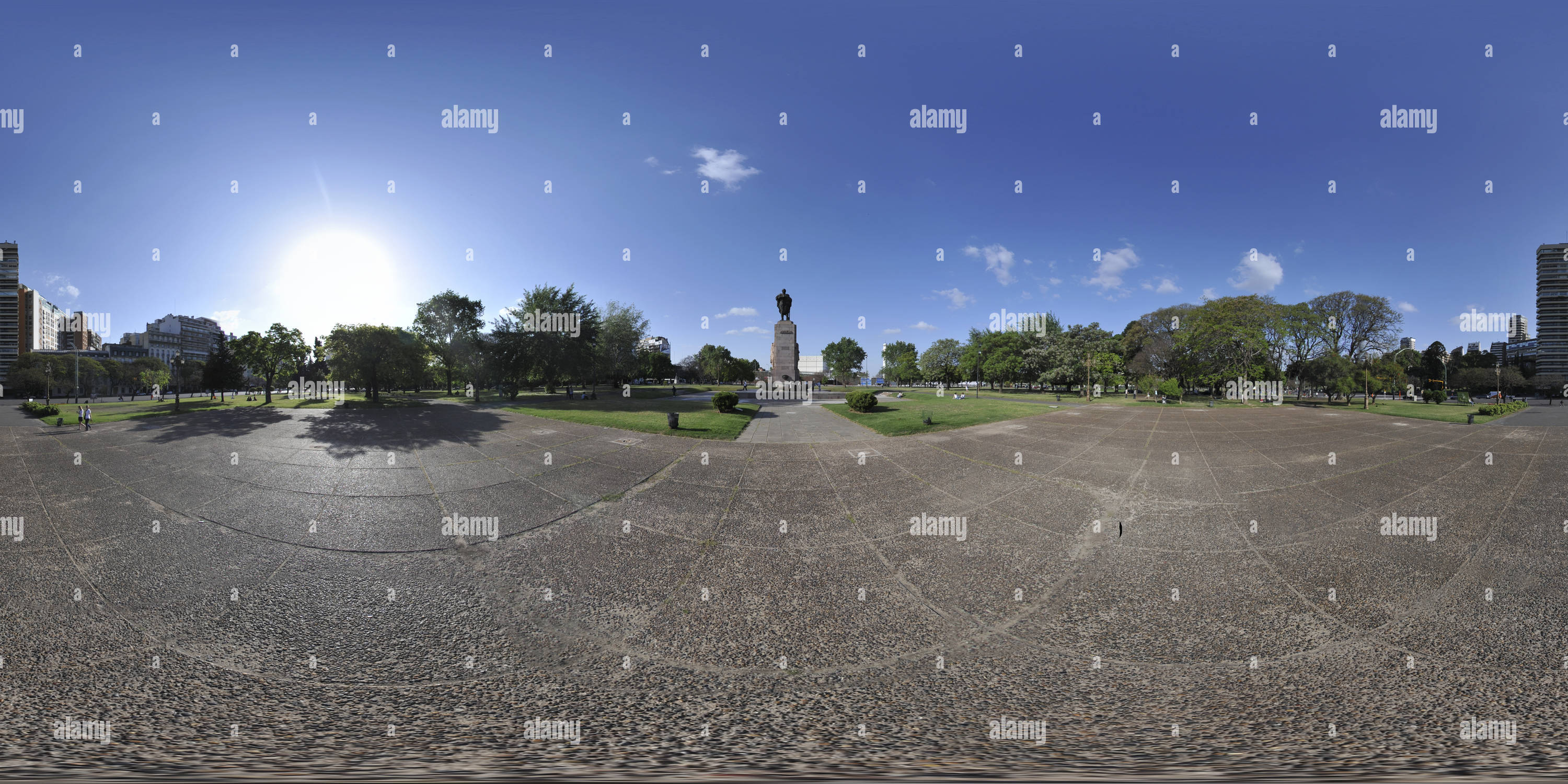 360 degree panoramic view of Plaza Republica Oriental de Uruguay - Buenos Aires - Argentina