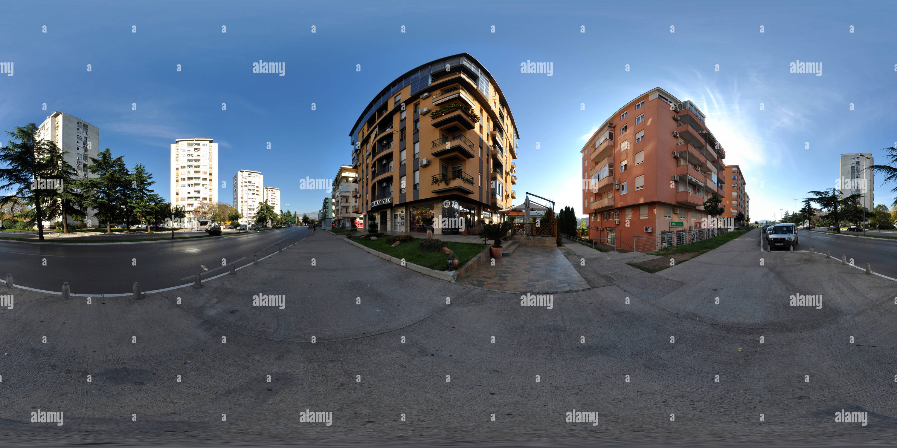 360 degree panoramic view of Serdara Jola Piletica Street - Podgorica