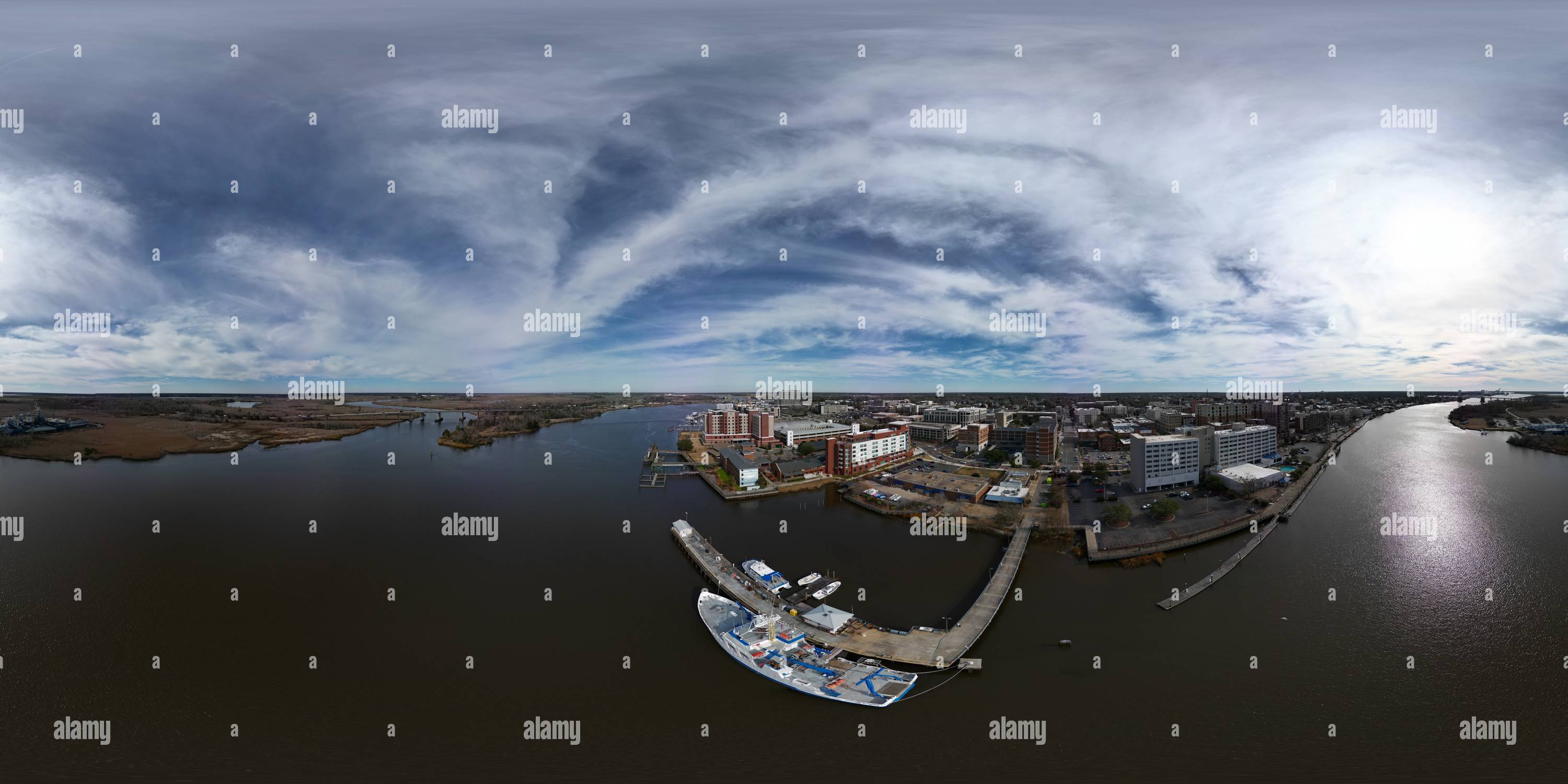 360° view of Above the water in the port city of Wilmington, NC on ...
