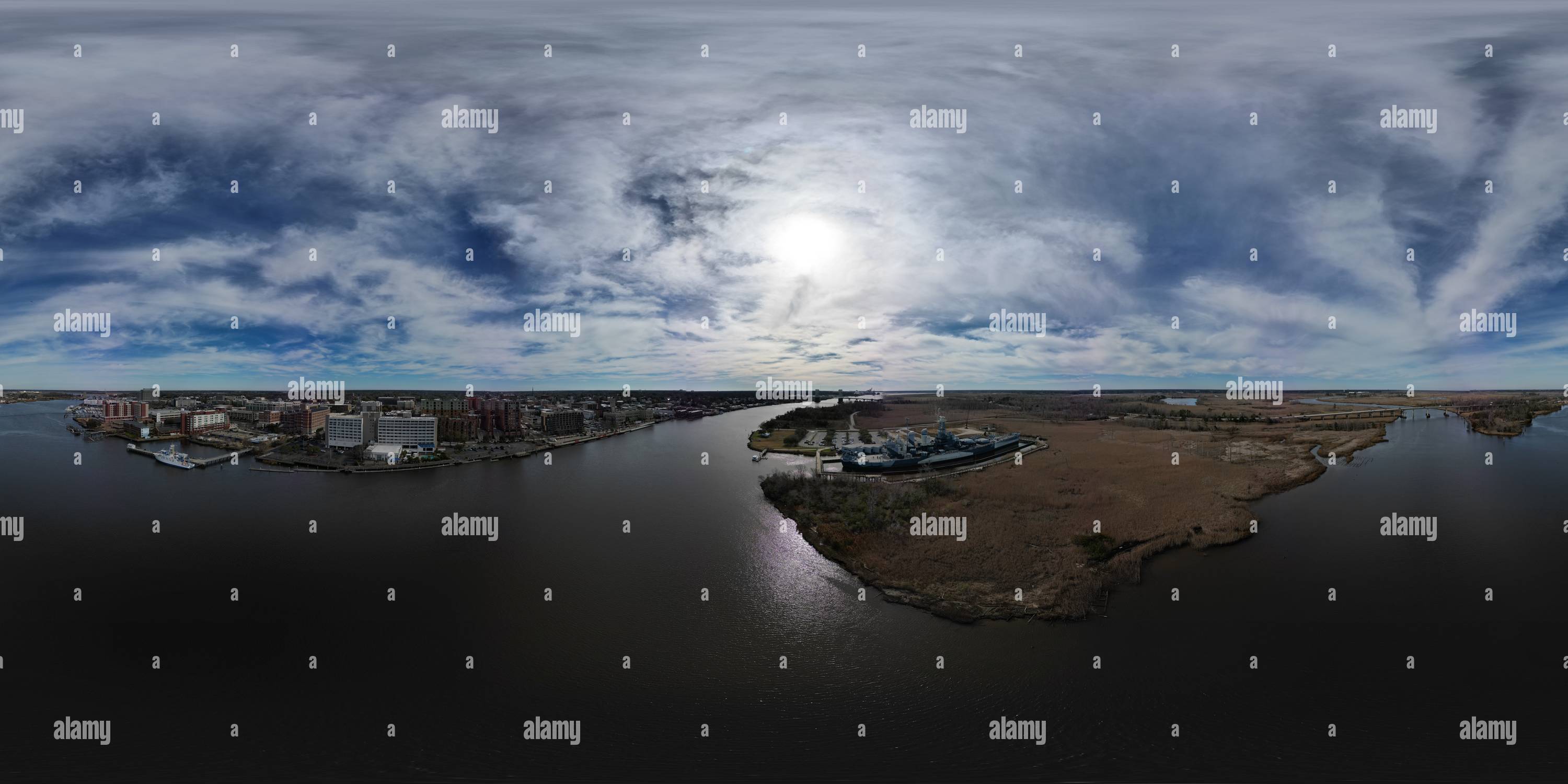 360° view of Above the Cape Fear River near the USS North Carolina - Alamy