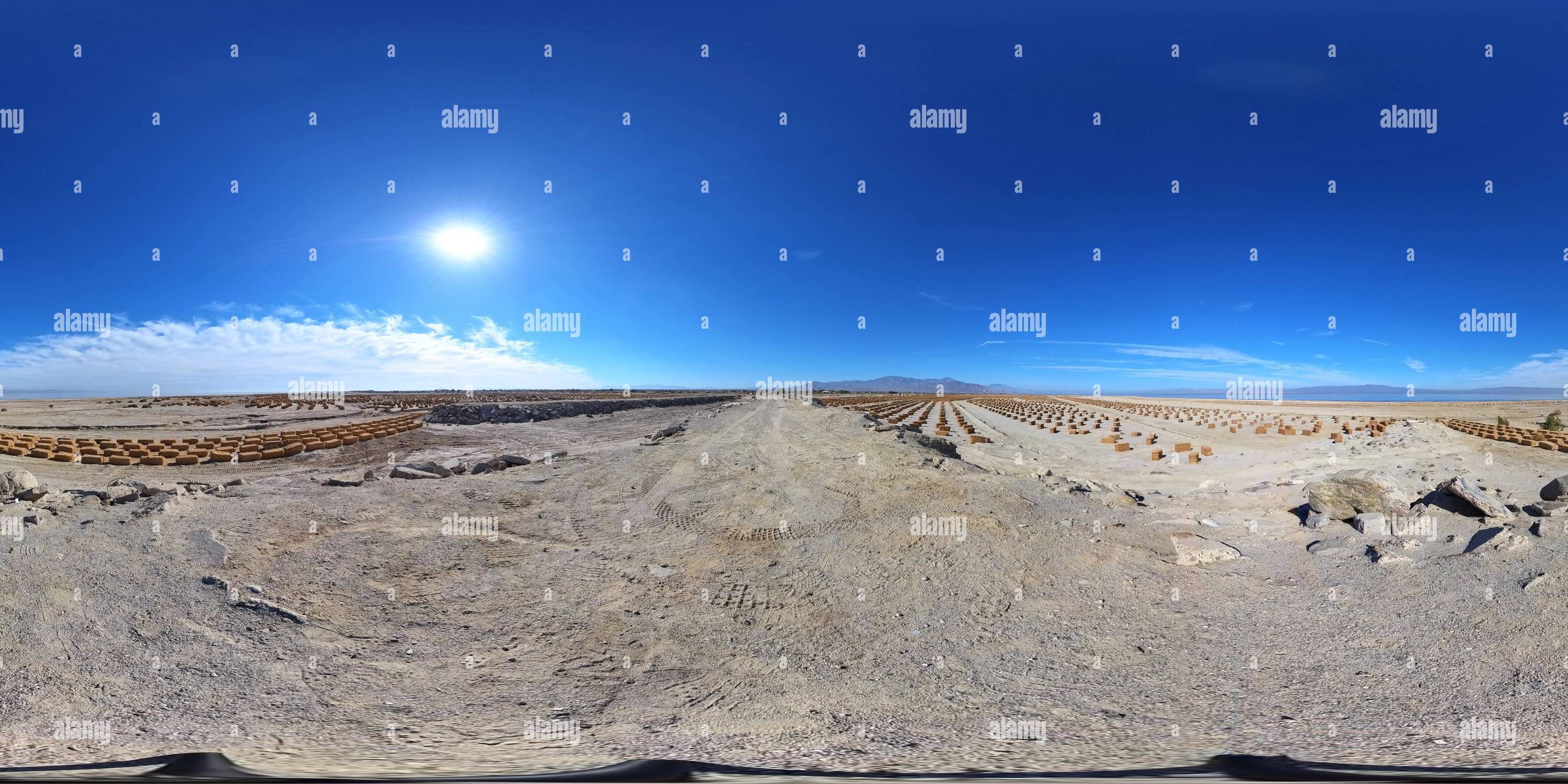 360 degree panoramic view of Salton Sea West Shore, Salton City Califronia