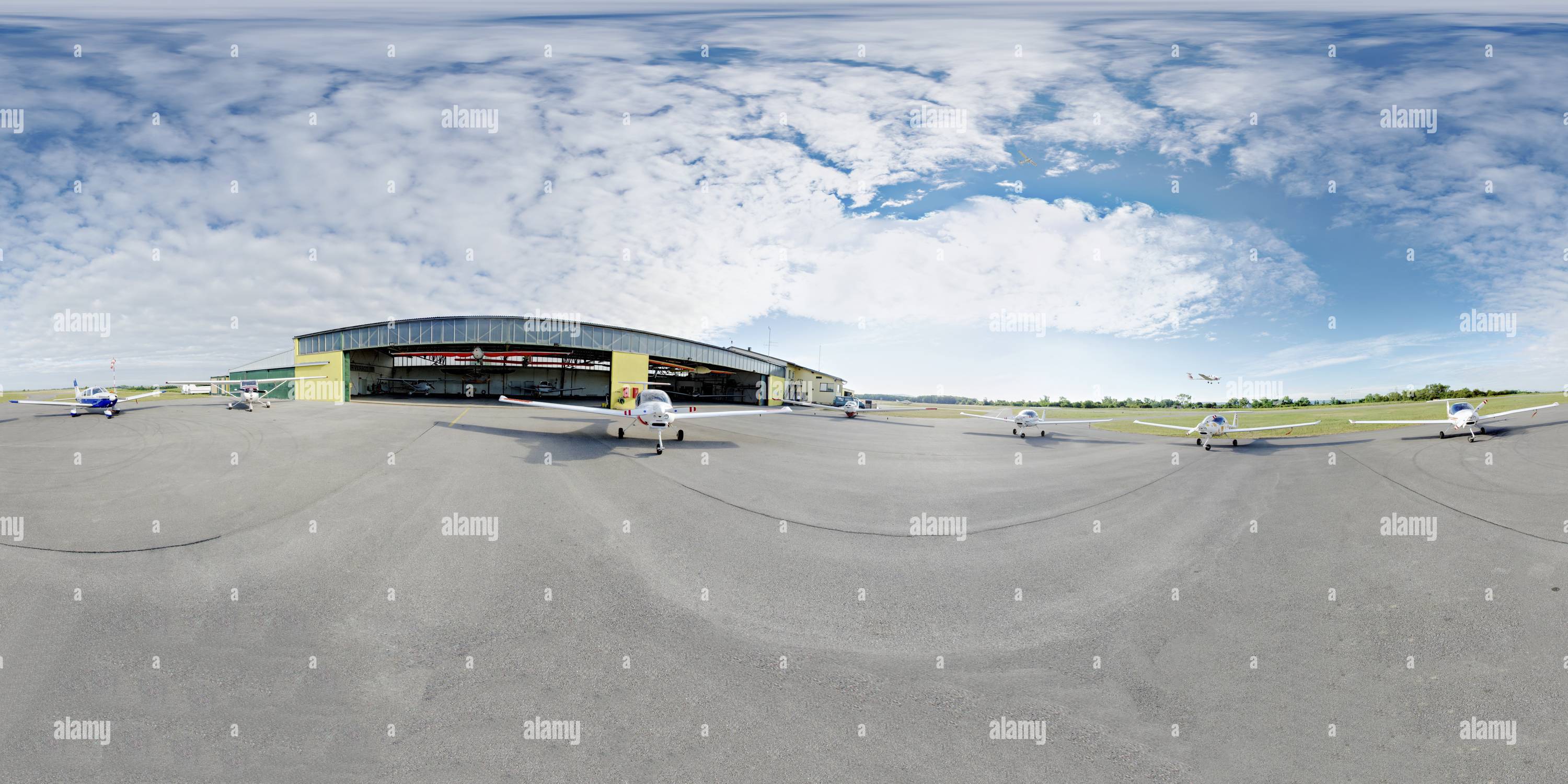 360 degree panoramic view of Stockerau Airfield, apron