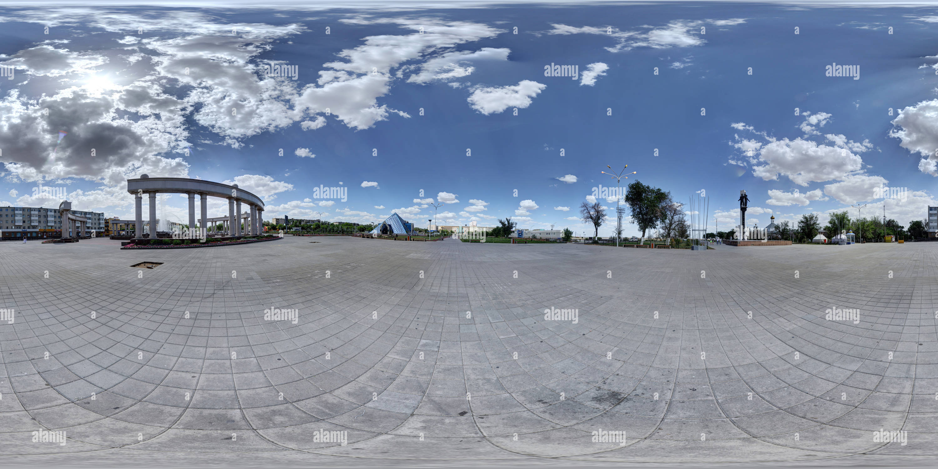 360 degree panoramic view of Square of the First builders of Zhezkazgan