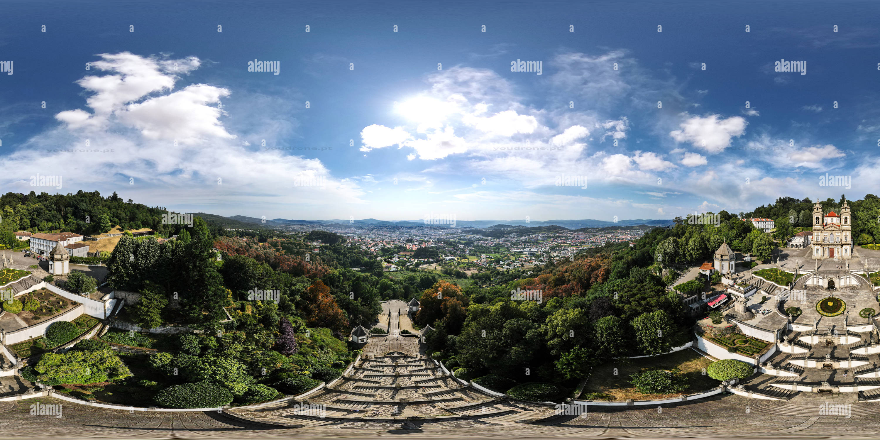 360 degree panoramic view of Bom Jesus Do Monte Braga