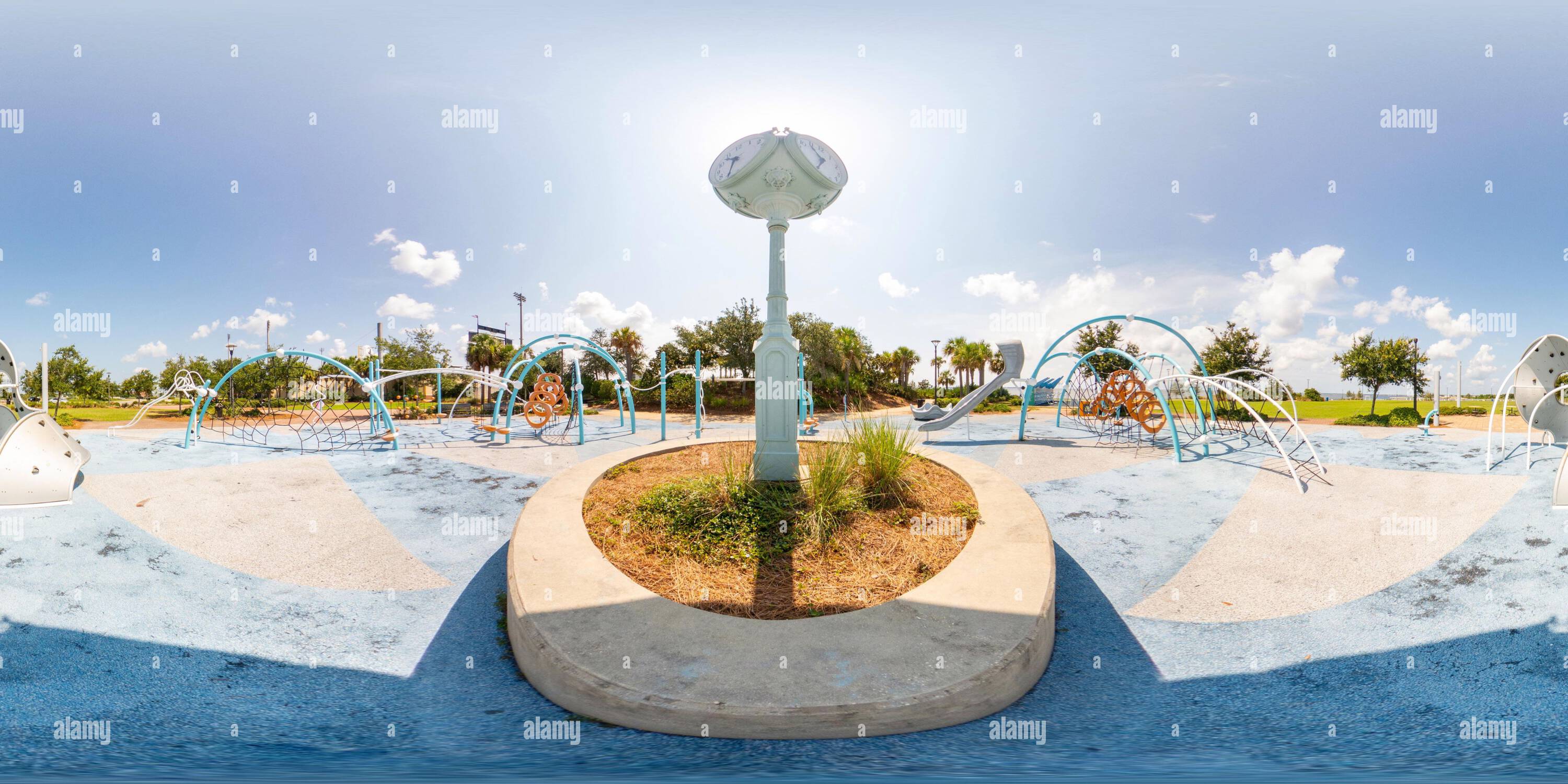 360 degree panoramic view of 360 equirectangular photo park playground Pensacola Florida