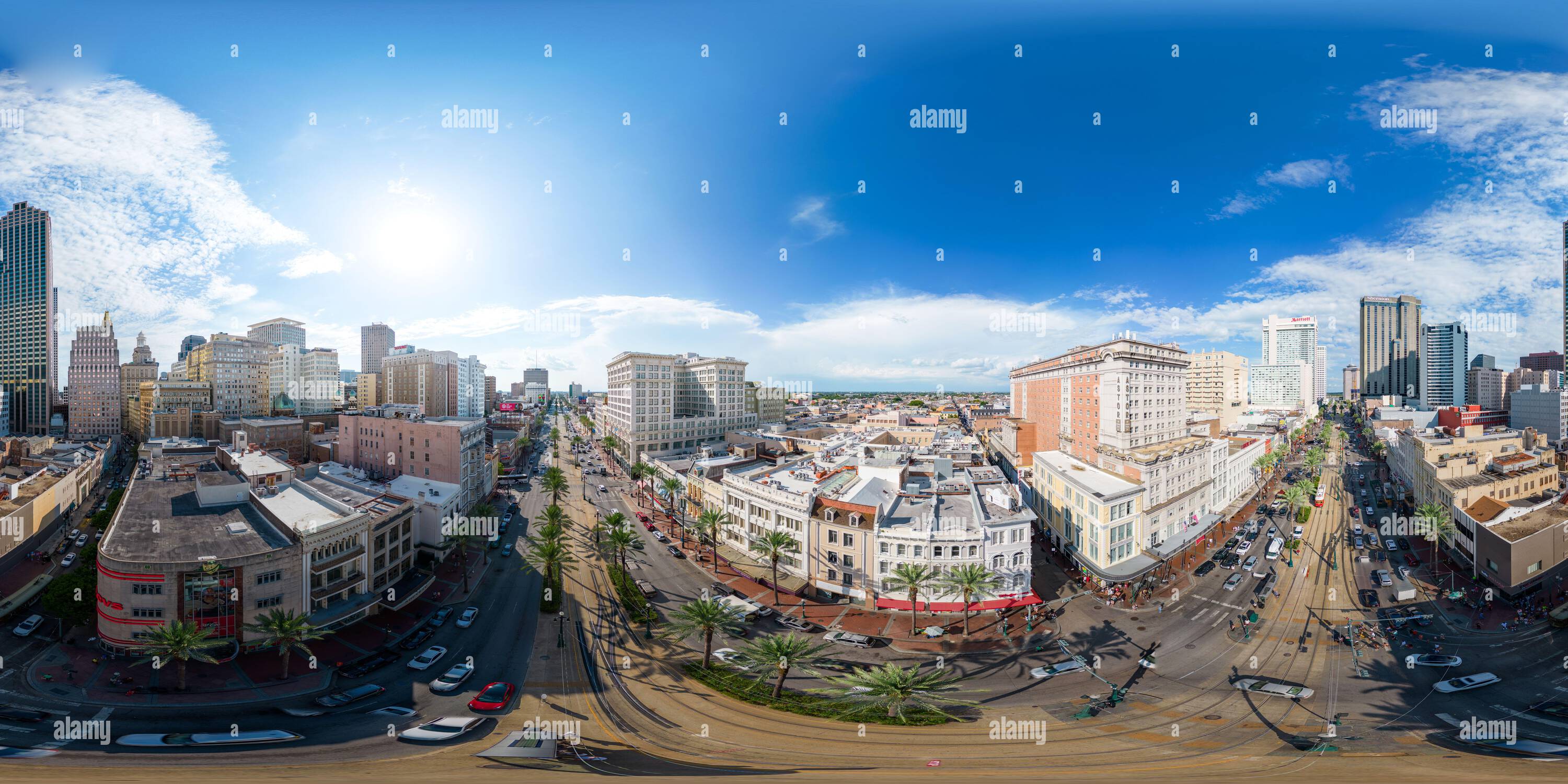 360° view of New Orleans, LA, USA - July 22, 2023: Aerial drone 360 vr ...