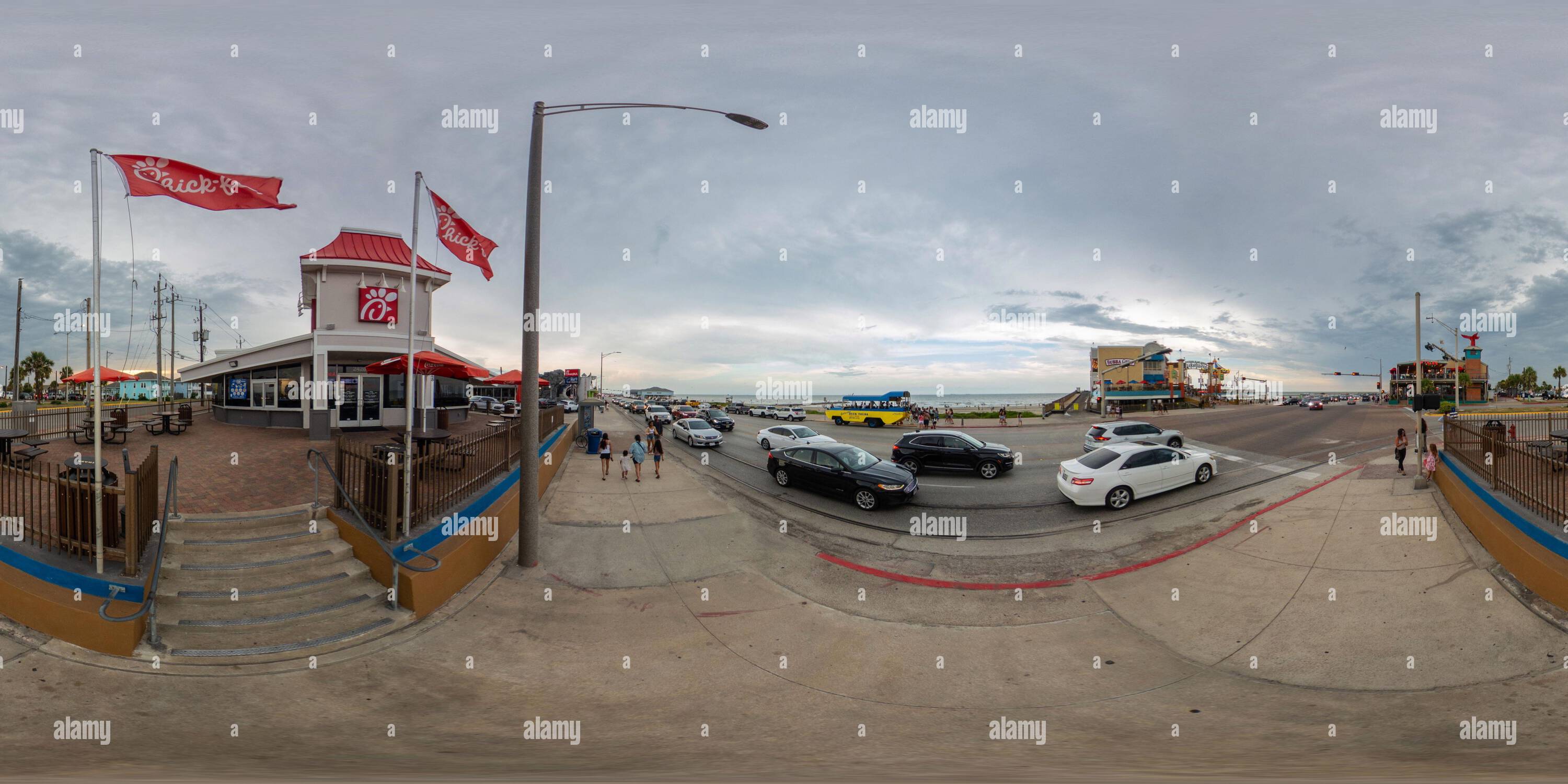 360° view of Galveston, TX, USA July 23, 2023 360 equirectangular