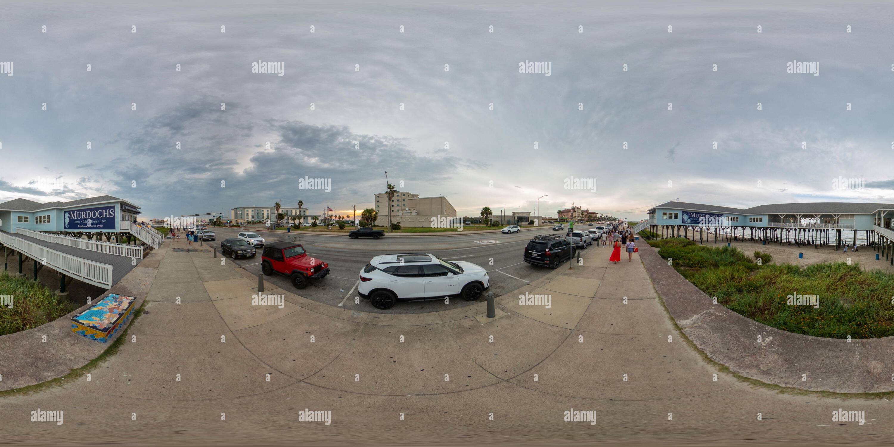 360° view of Galveston, TX, USA July 23, 2023 360 equirectangular