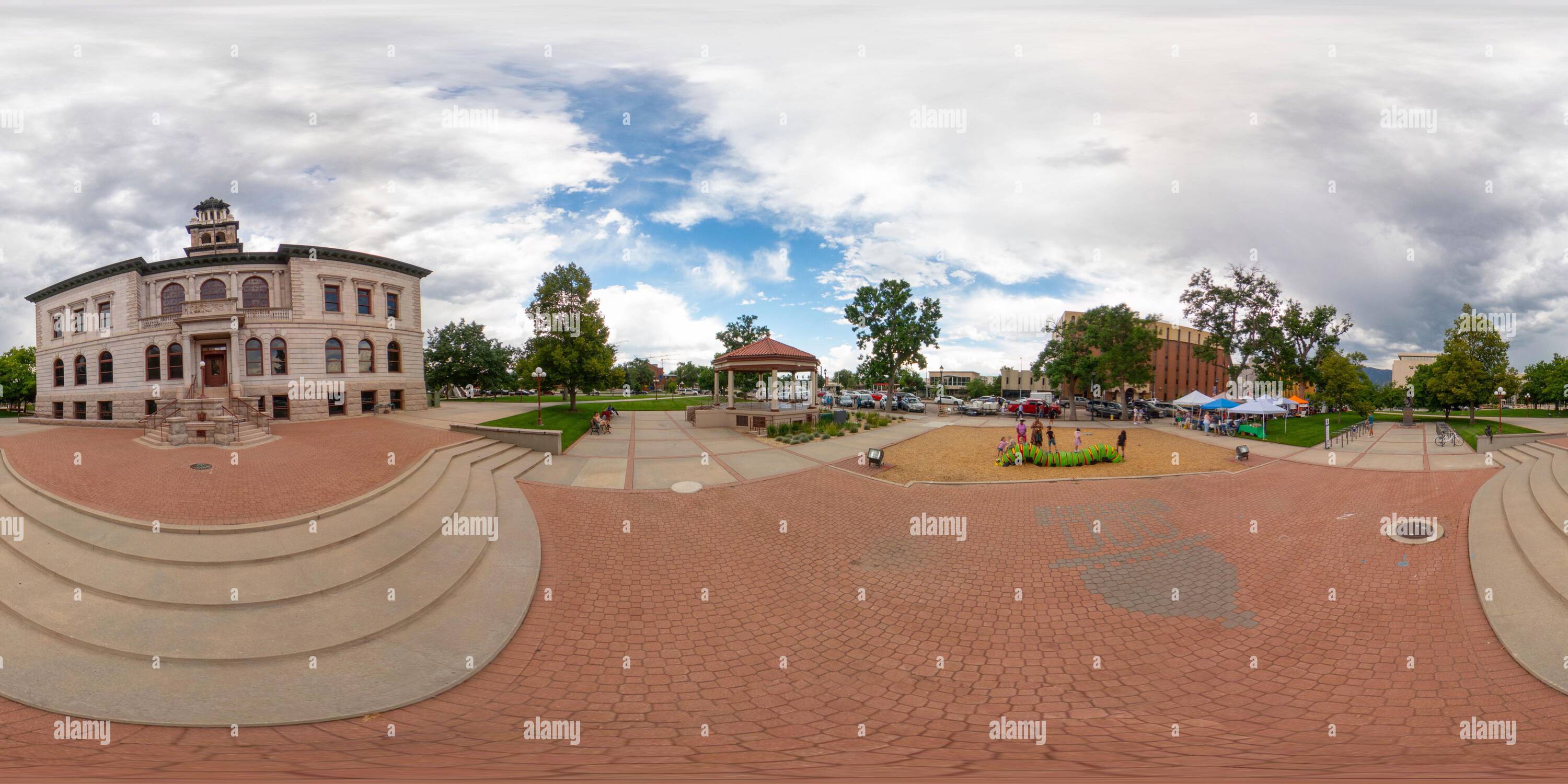 360 degree panoramic view of Colorado Springs, CO, USA - July 26, 2023: 360 photo of Colorado Springs Pioneers Museum