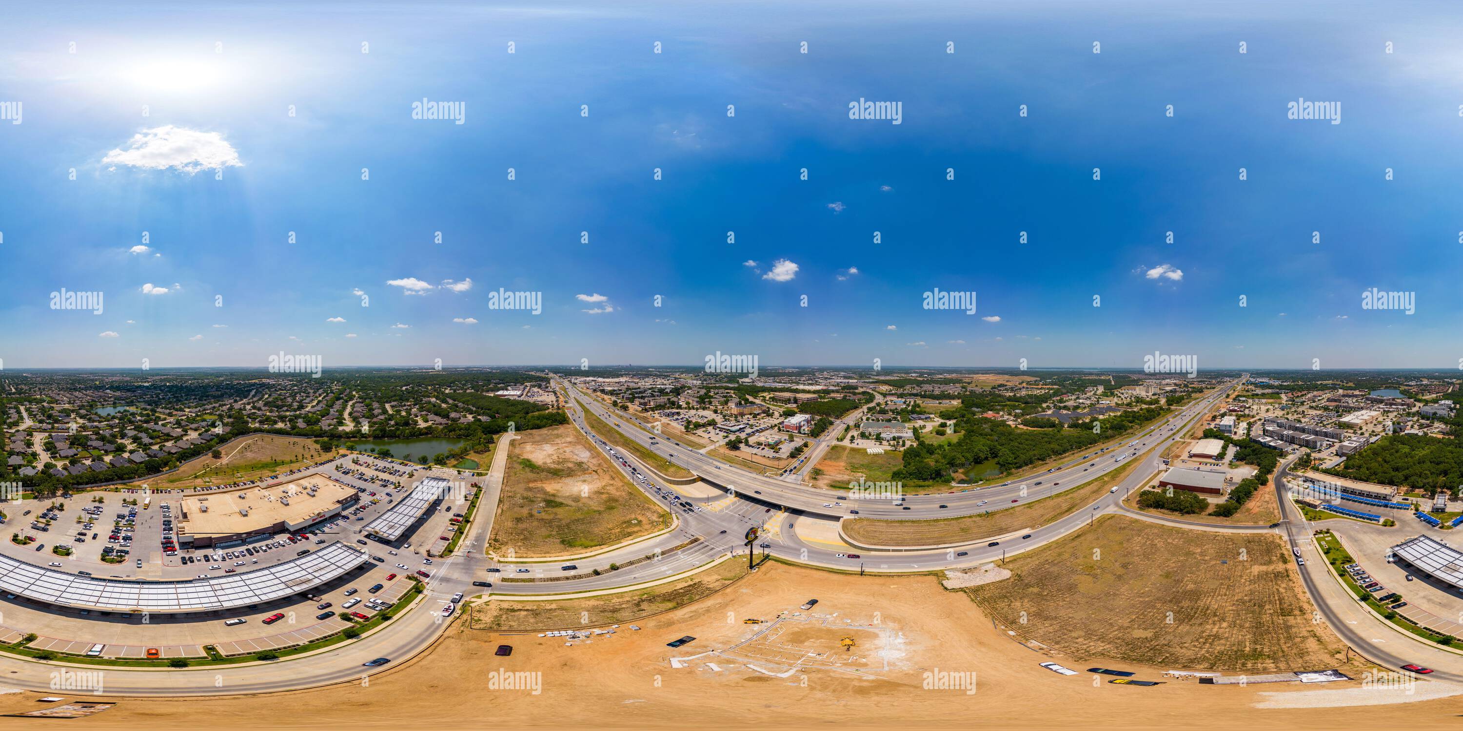 360° view of Denton, TX, USA July 28, 2023 Aerial drone 360 photo