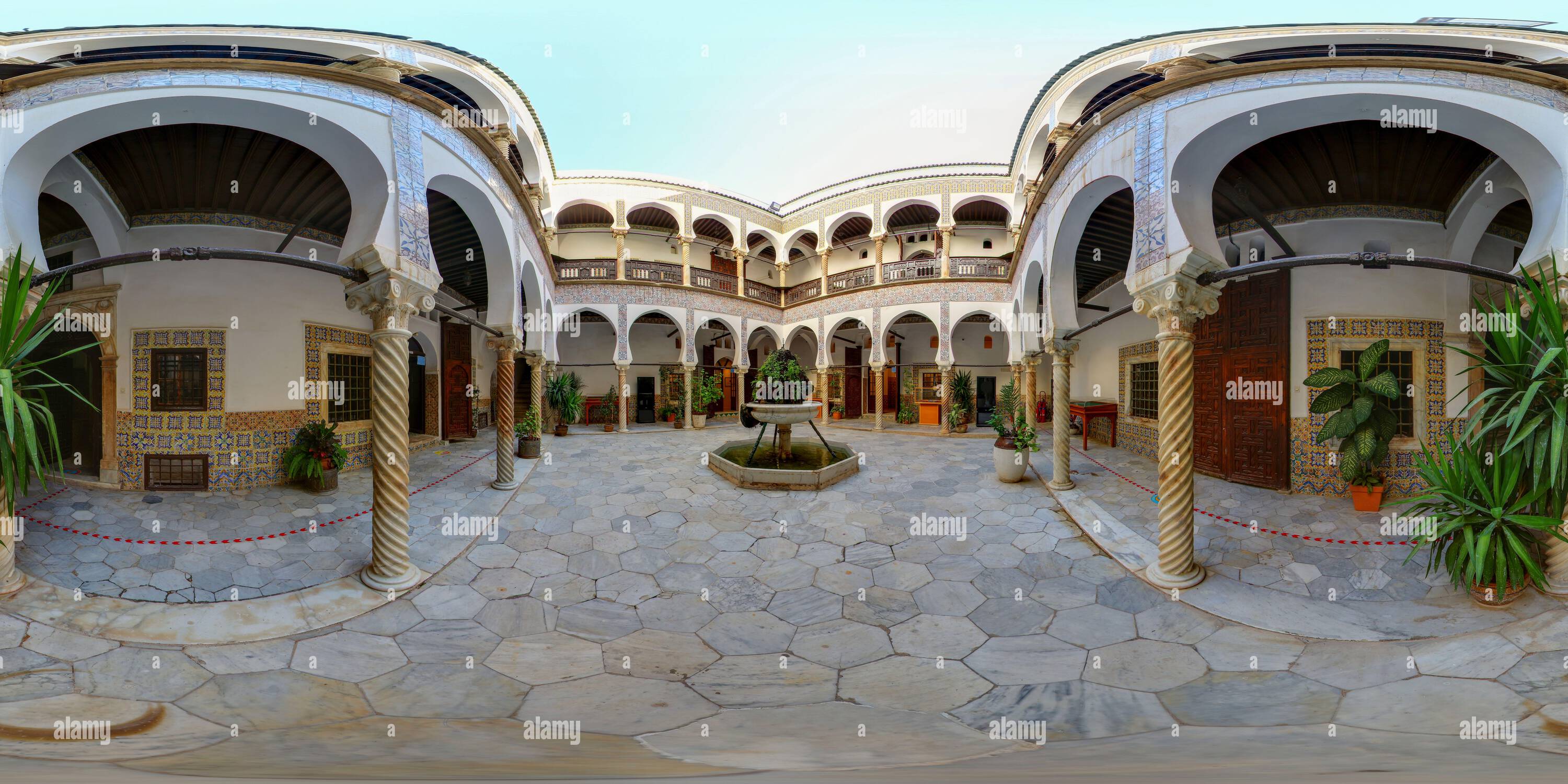 360 degree panoramic view of Dar Mustapha Pacha patio (2) - Casbah of Algiers