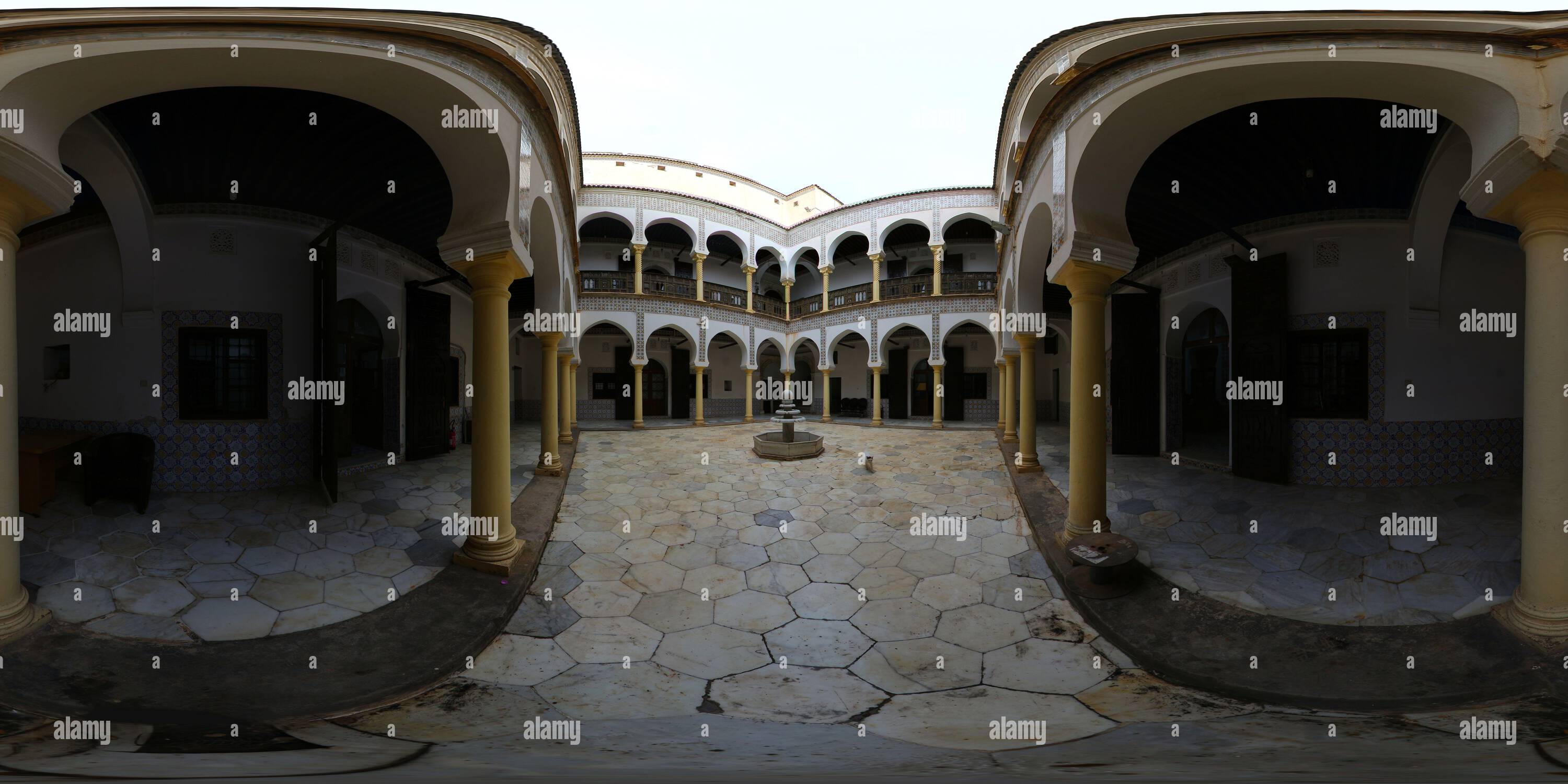 360 degree panoramic view of Dar Essof, Casbah of Algiers, Algeria. One of the palaces dating to the Ottoman period.