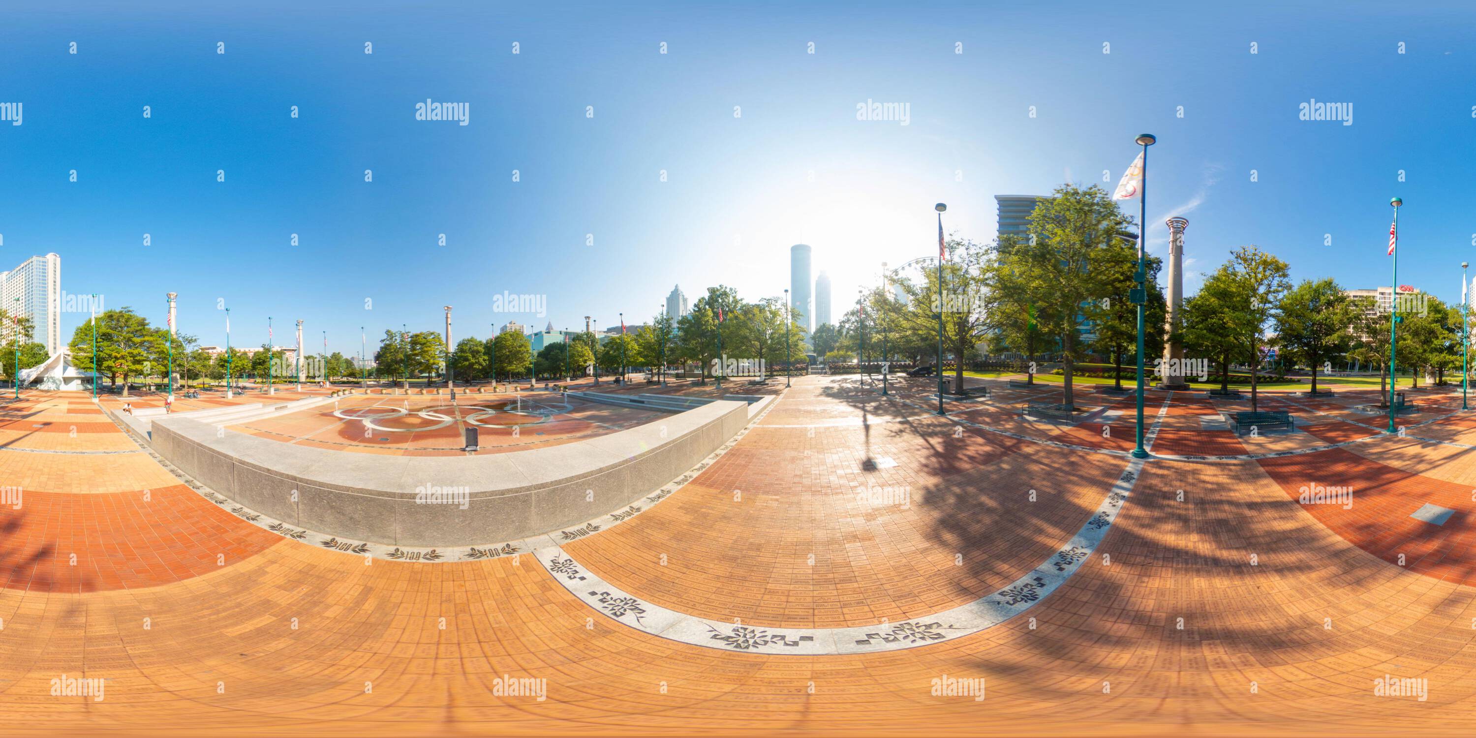 360 degree panoramic view of Centennial Olympic Park in Atlanta GA shot on a 360 panoramic camera