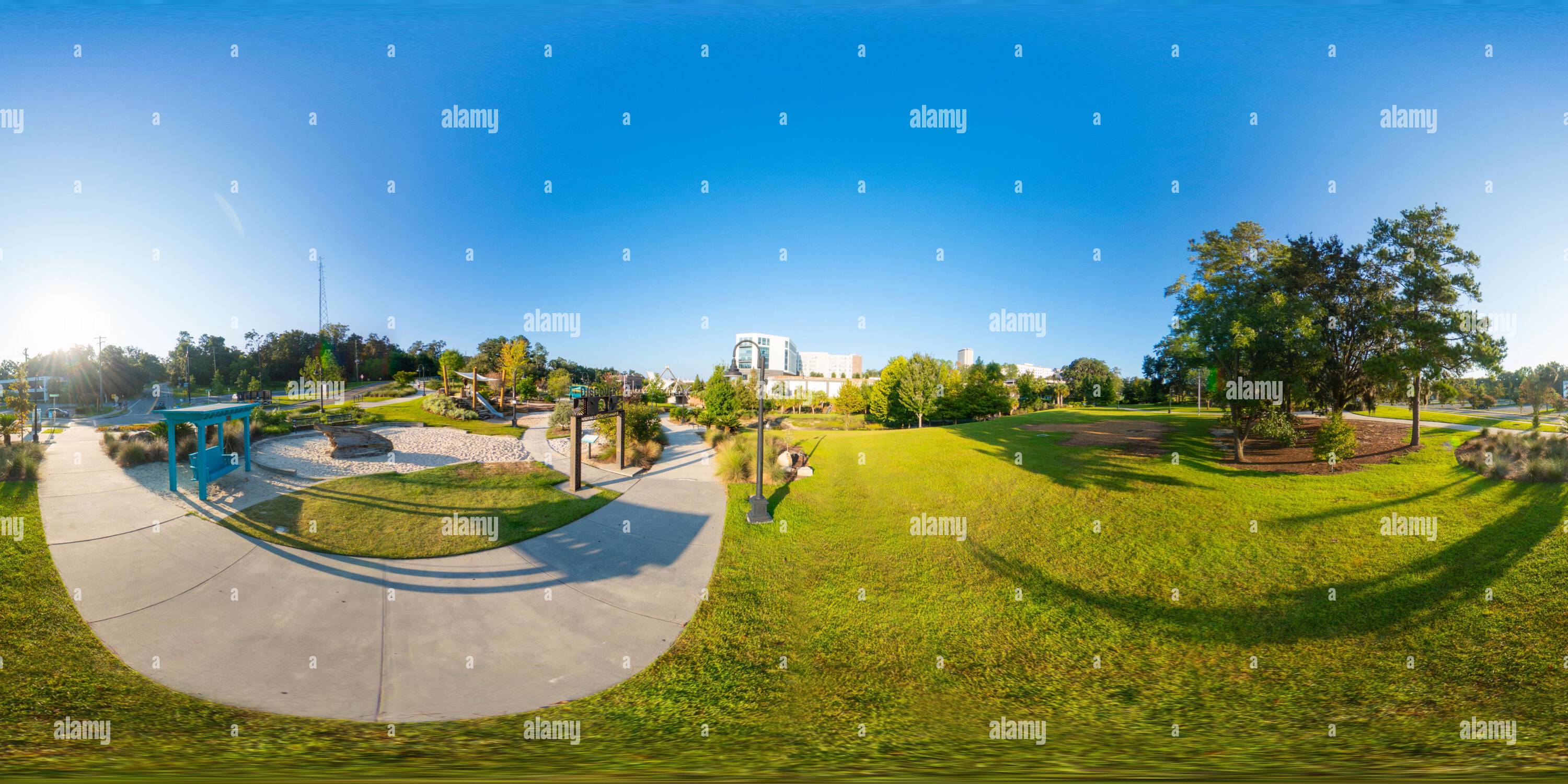 360 degree panoramic view of 360 photo Cascades Park Downtown Tallahassee Florida circa 2023