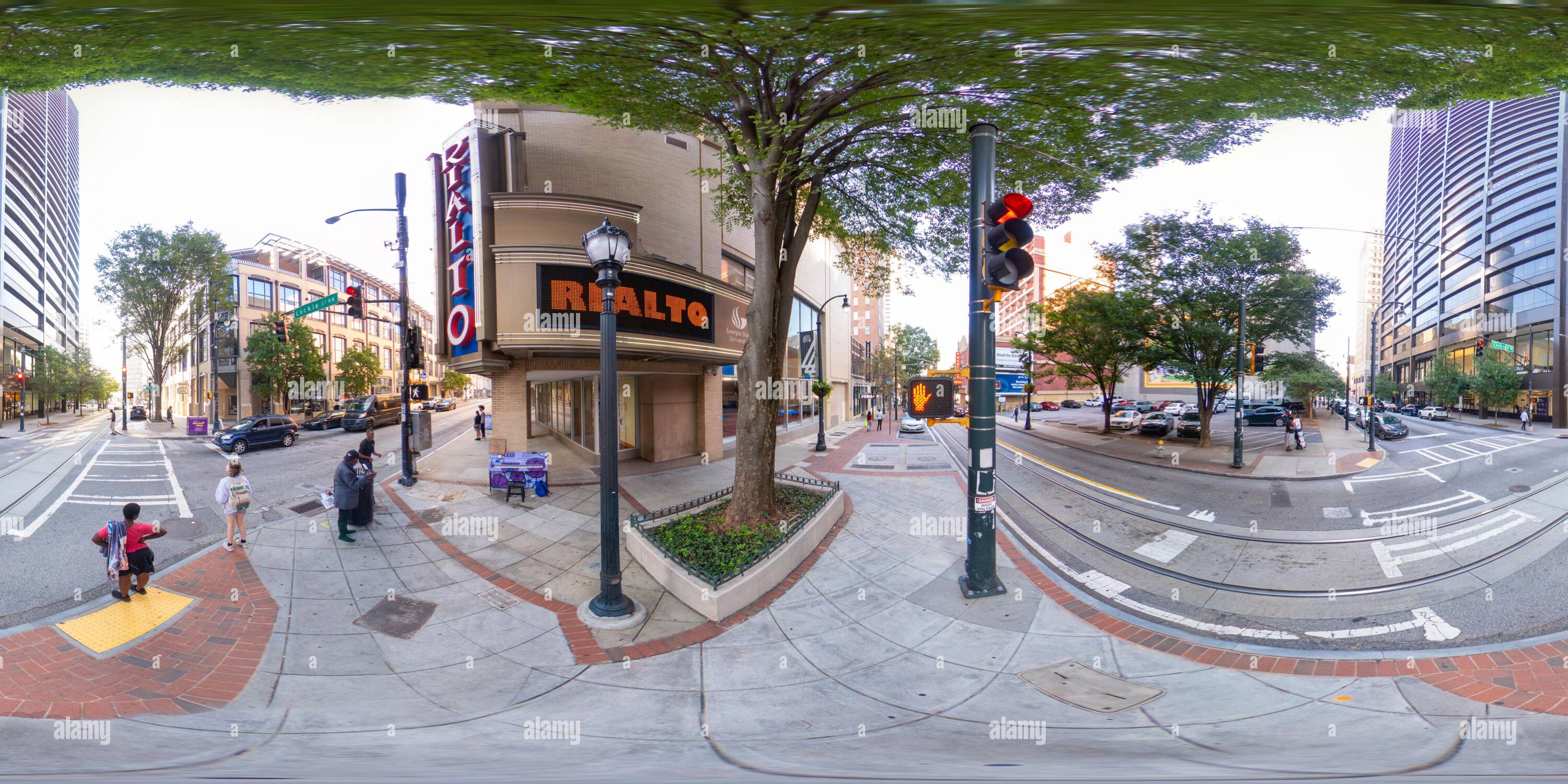 360 degree panoramic view of Atlanta, GA, USA - September 8, 2023: 360 stock photo Rialto Center for the Arts at Georgia State University