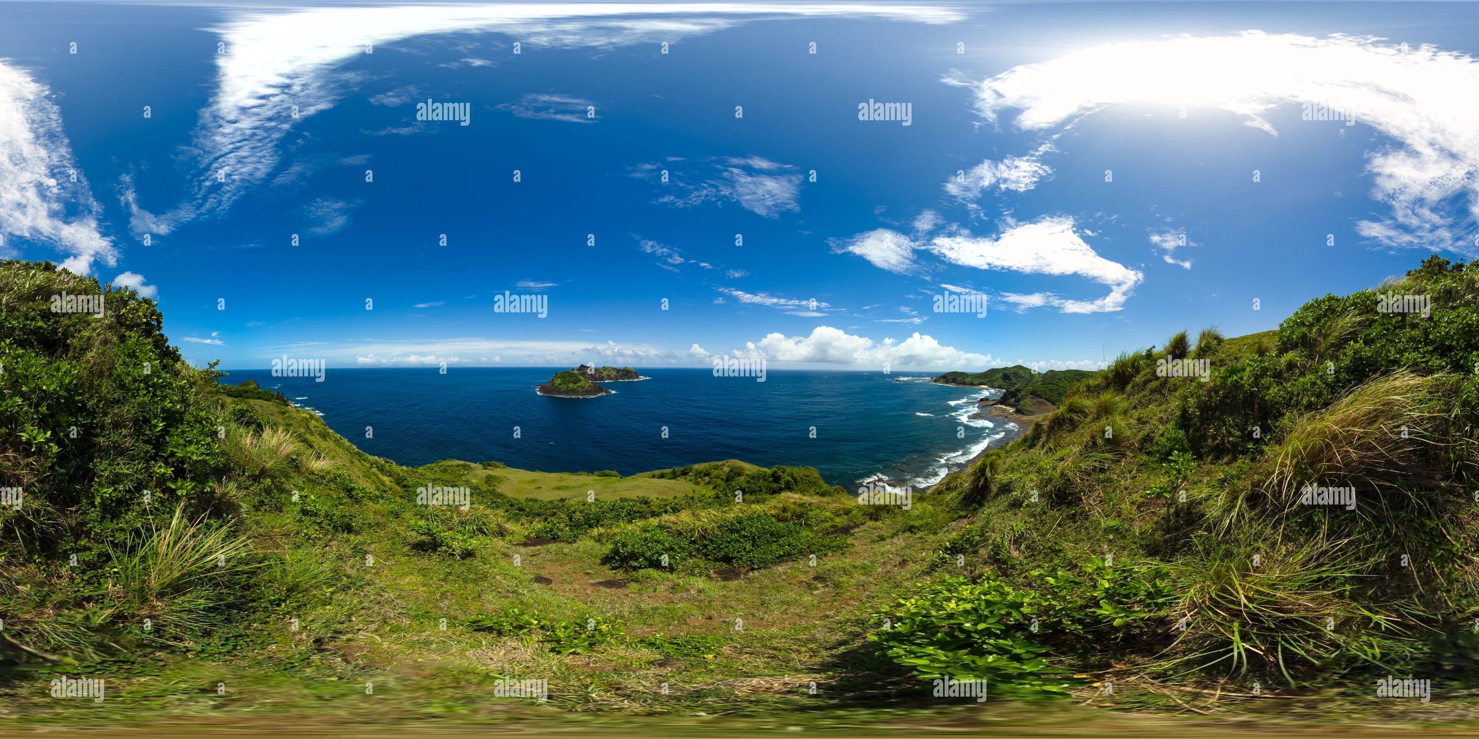 360 degree panoramic view of Ocean and island. Philippines.