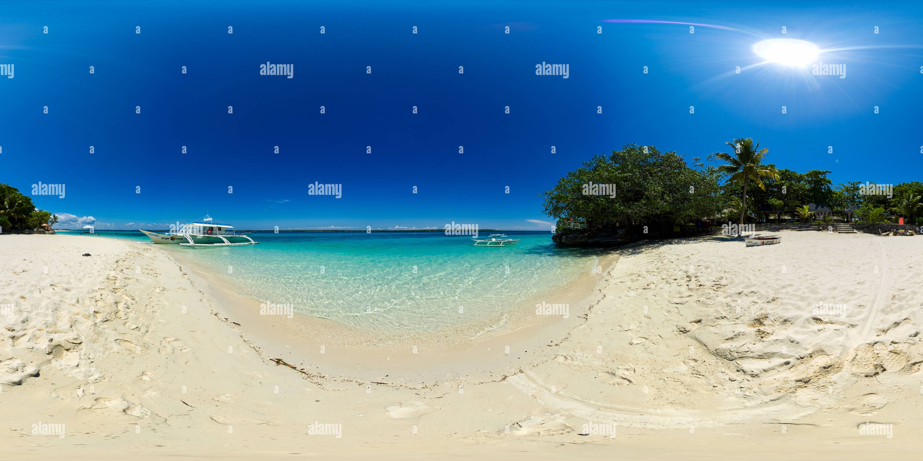 360 degree panoramic view of Beautiful sandy beach. VR 360.