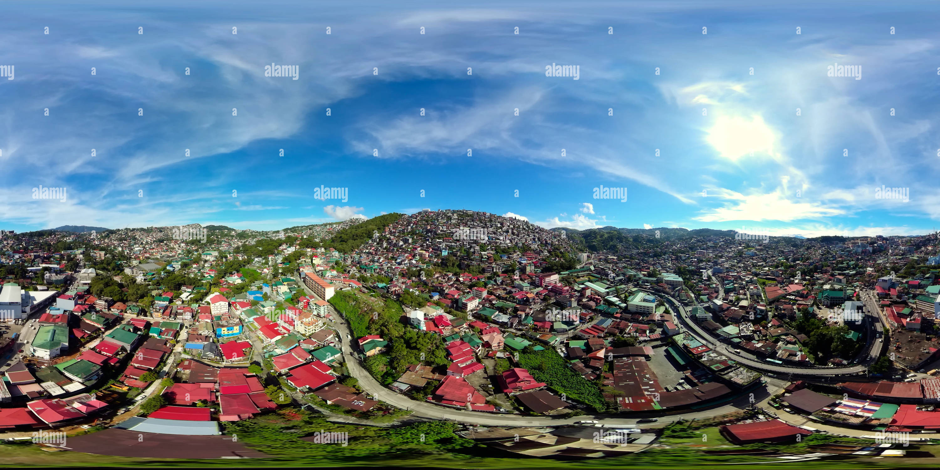 360° view of Aerial view of Baguio City with colorful houses - Alamy