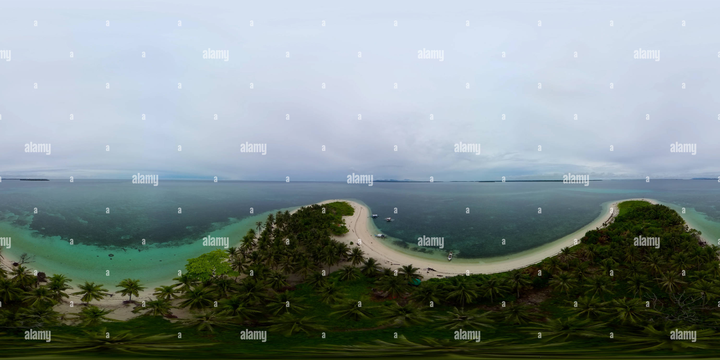 360 degree panoramic view of Canimeran Island with beautiful beach,