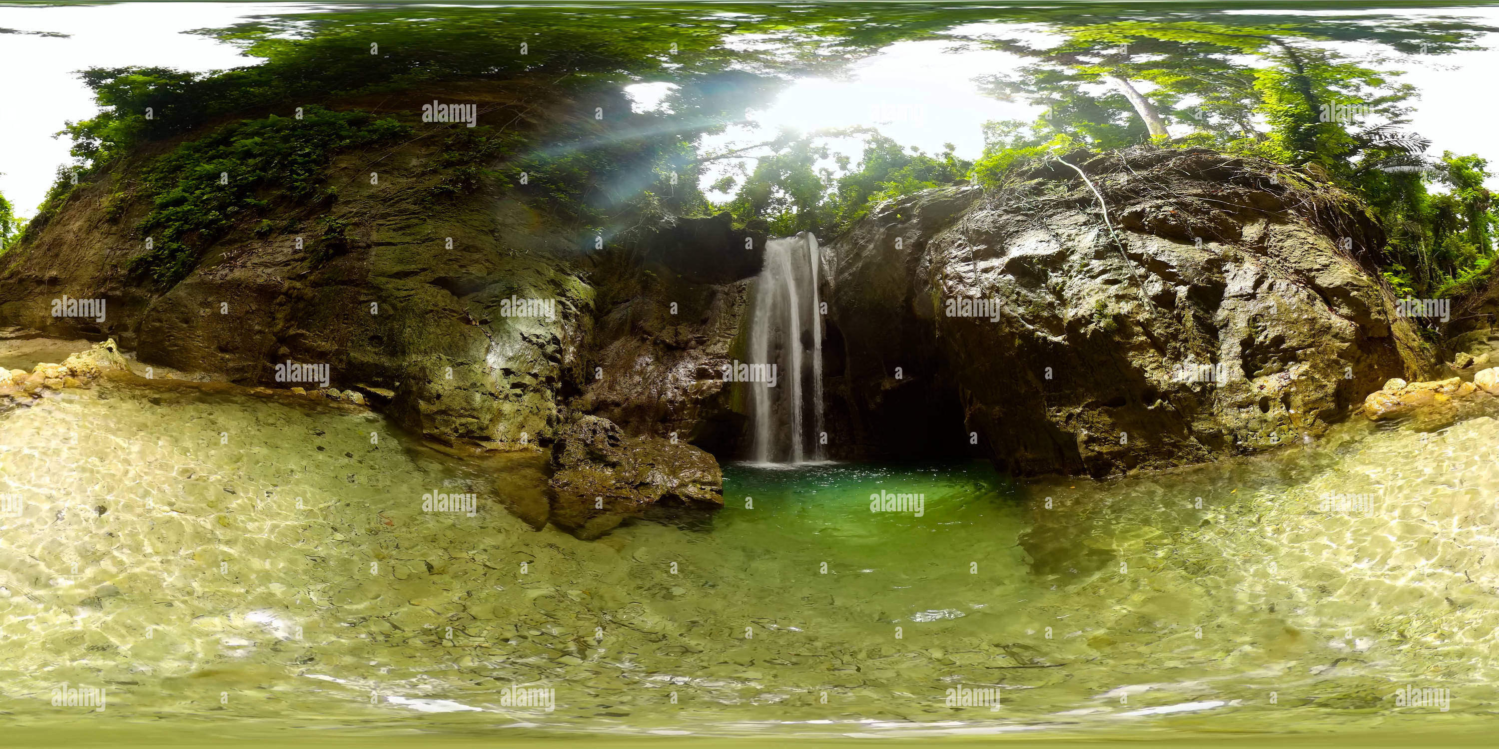 360 degree panoramic view of Binalayan Falls. Philippines.