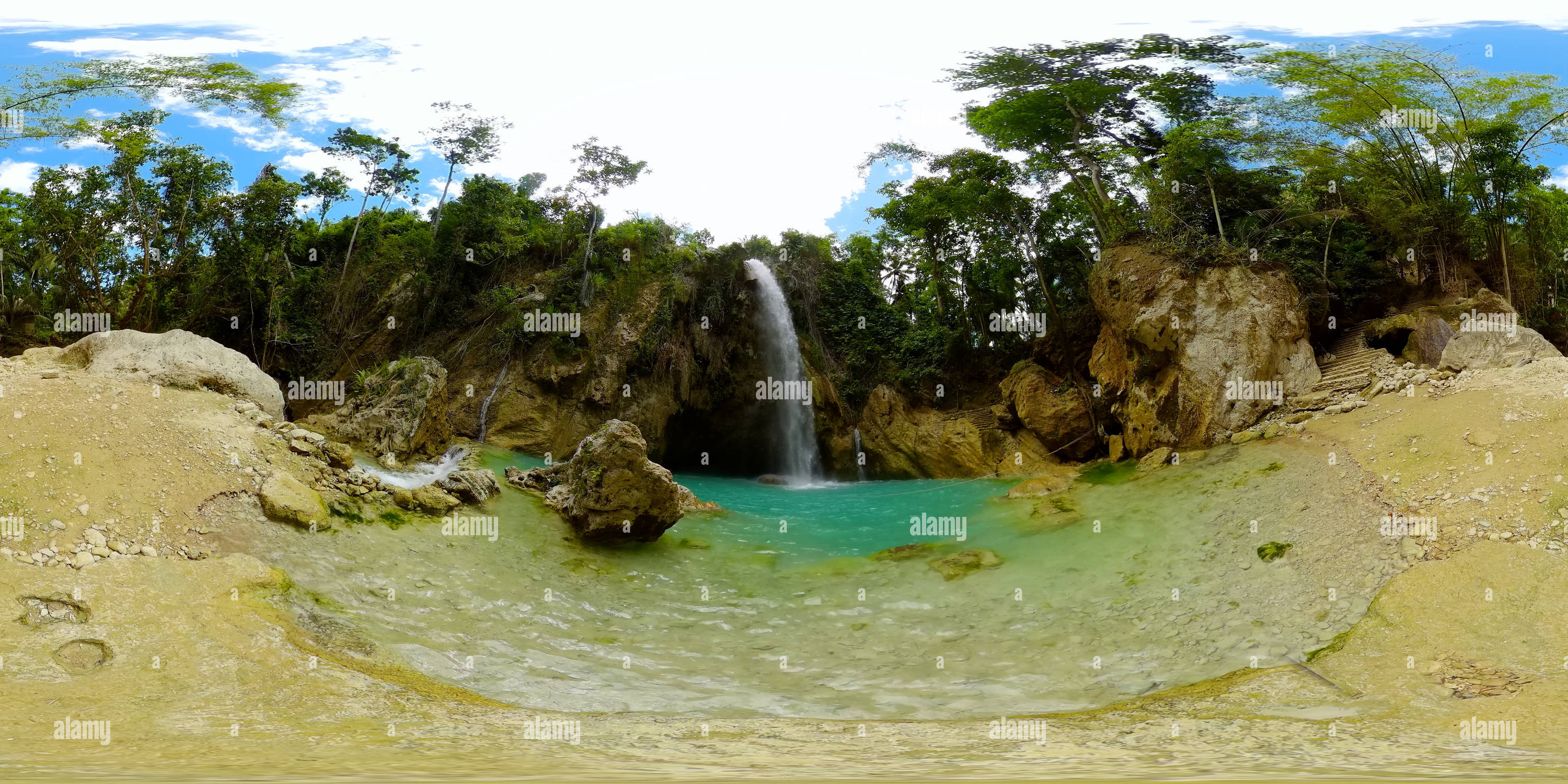 360 degree panoramic view of Inambakan Falls. Philippines.